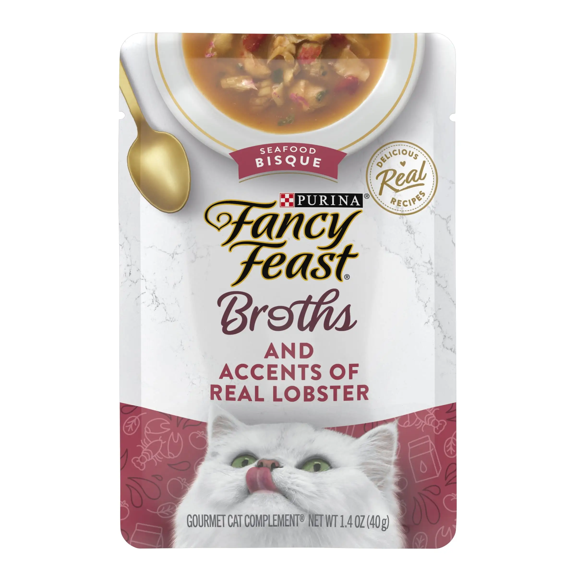 Purina Fancy Feast Lickable Wet Cat Food Broth Topper Seafood Bisque and Accents of Real Lobster - 1.4 oz Pouch