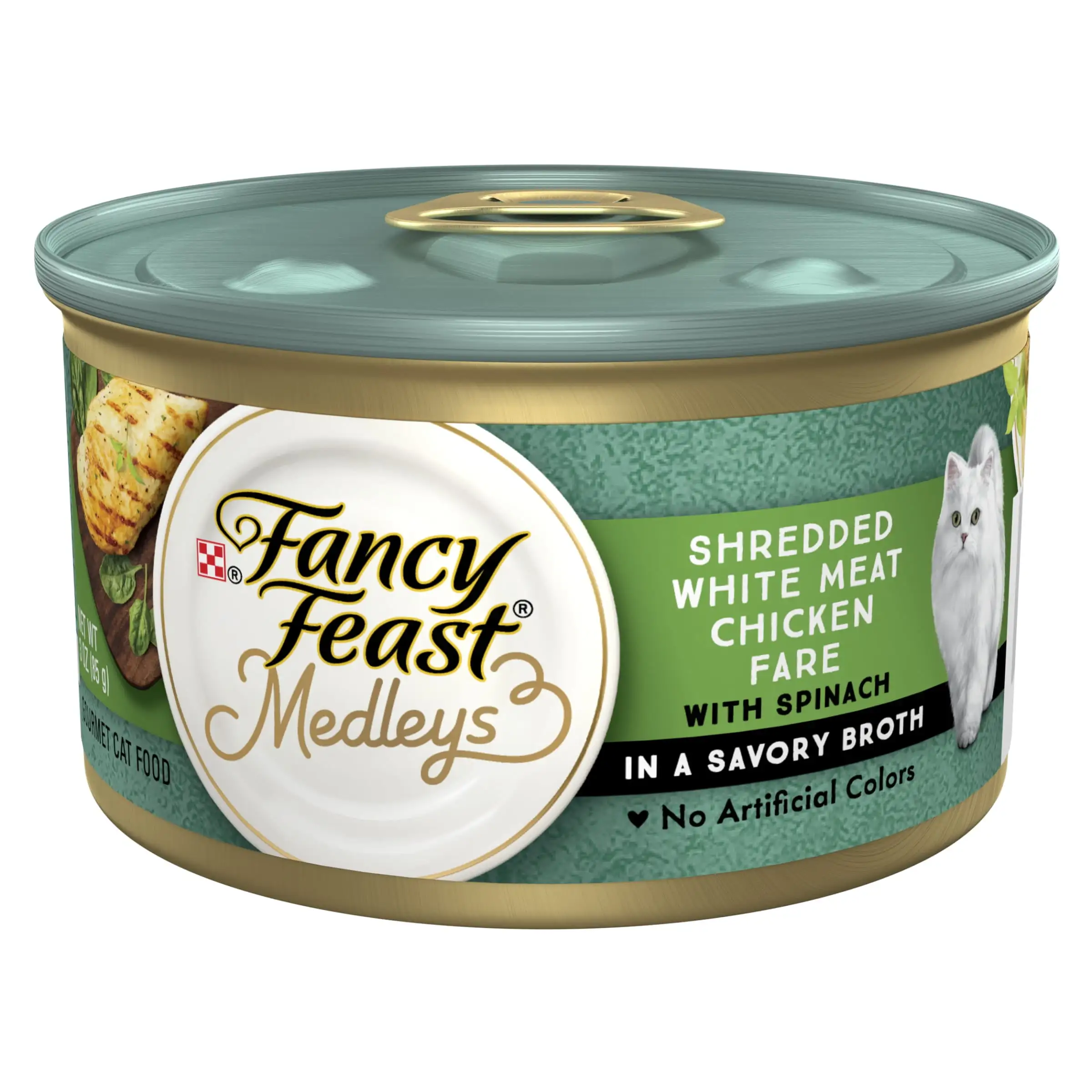 Purina Fancy Feast Medleys Wet Cat Food Chicken Spinach. 3 oz Can