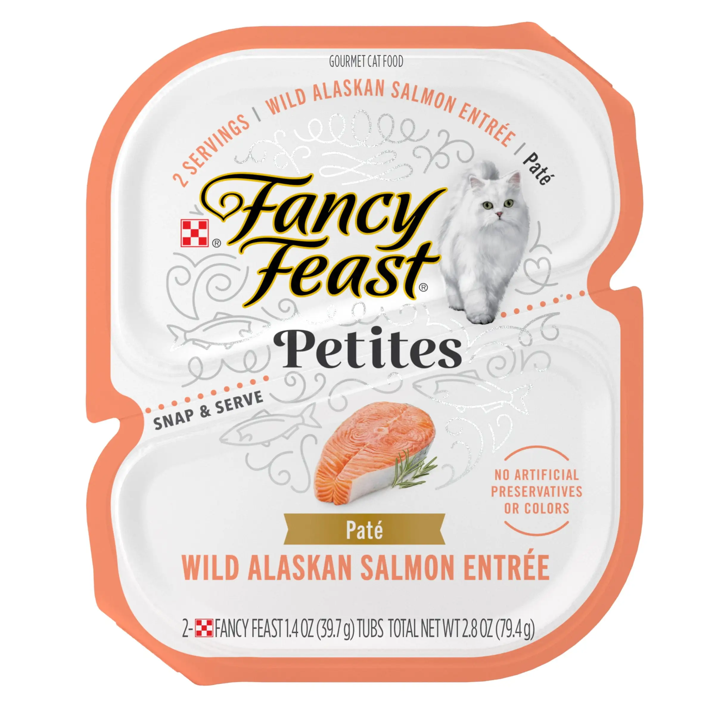 Purina Fancy Feast Petites Pate Wet Cat Food. Wild Salmon. 2.8 oz Tub