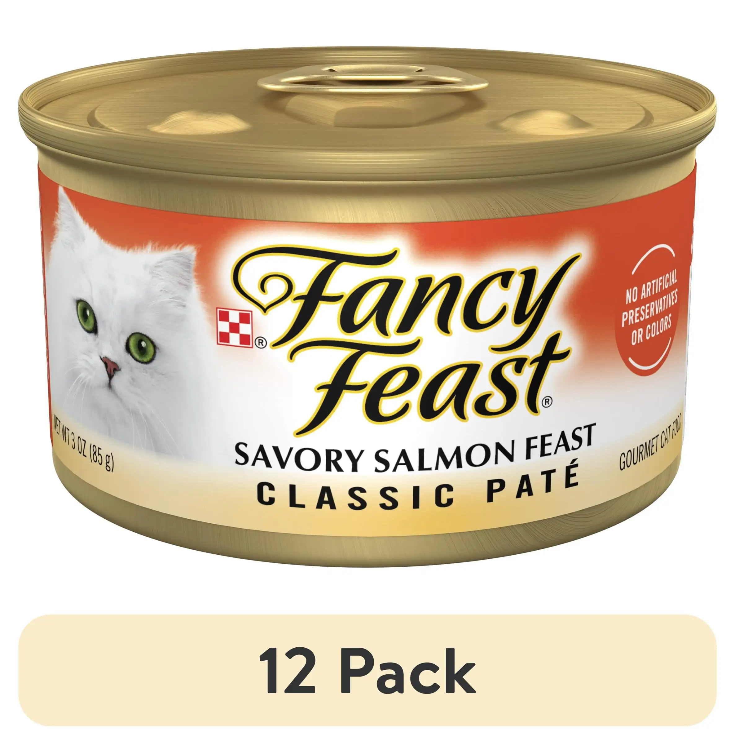 (12 pack) Purina Fancy Feast Salmon Feast Classic Grain Free Wet Cat Food Pate