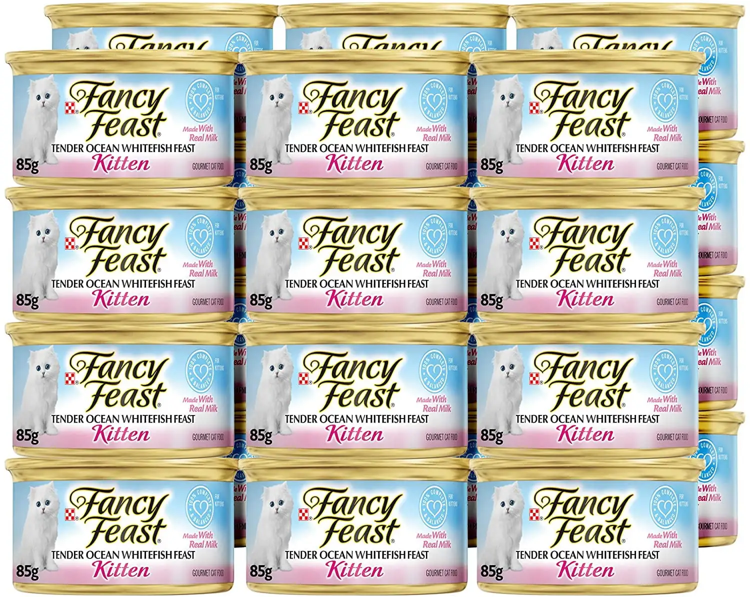 Purina Fancy Feast Tender Ocean Whitefish Feast Wet Kitten Food. 3 OZ (Pack of 12)