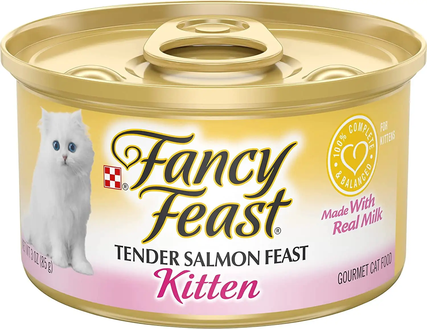 Purina Fancy Feast Tender Salmon Feast Wet Kitten Food. 3 OZ (Pack of 12)