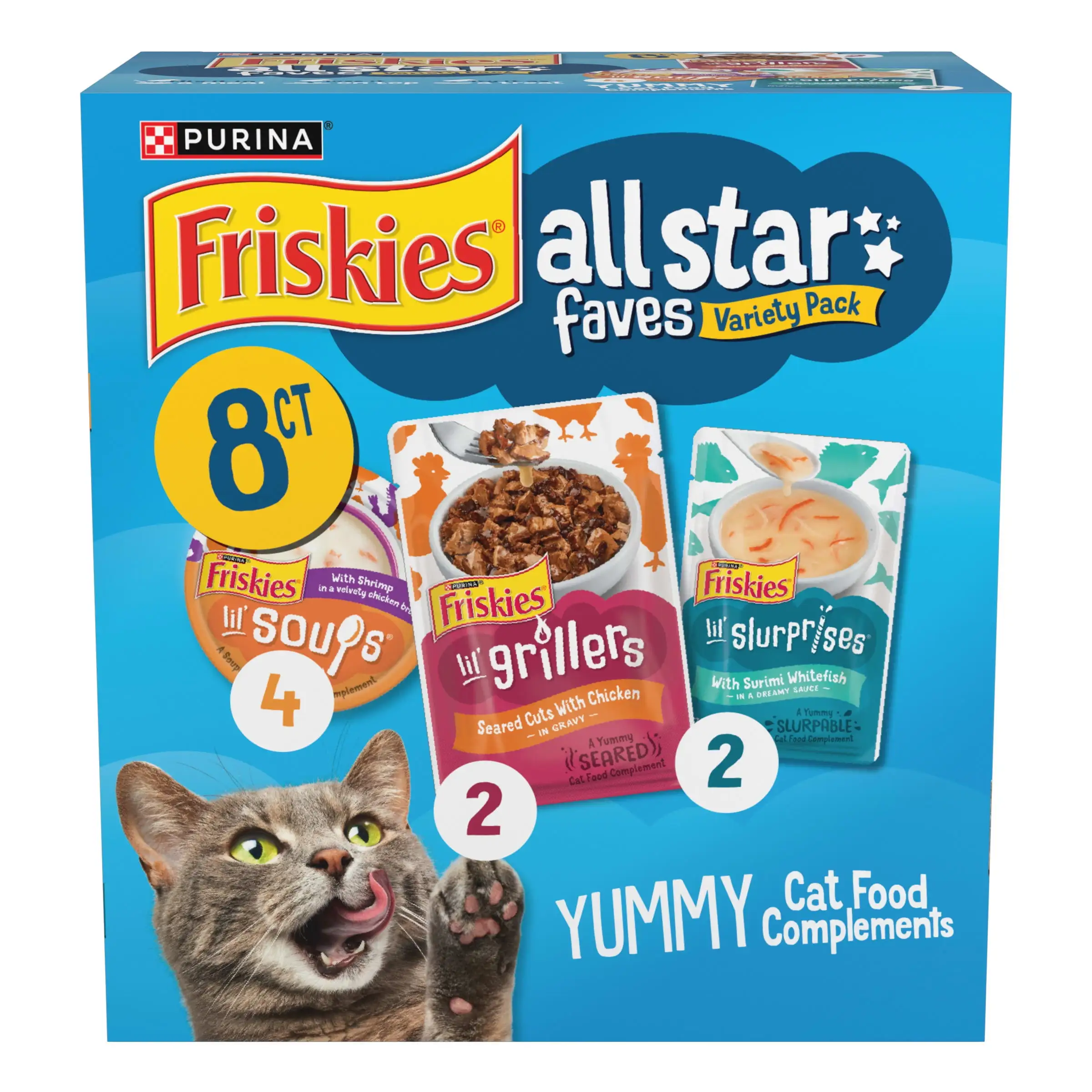 Purina Friskies All-Star Faves Gravy Cat Food Complement Variety Pack (8 Pack)