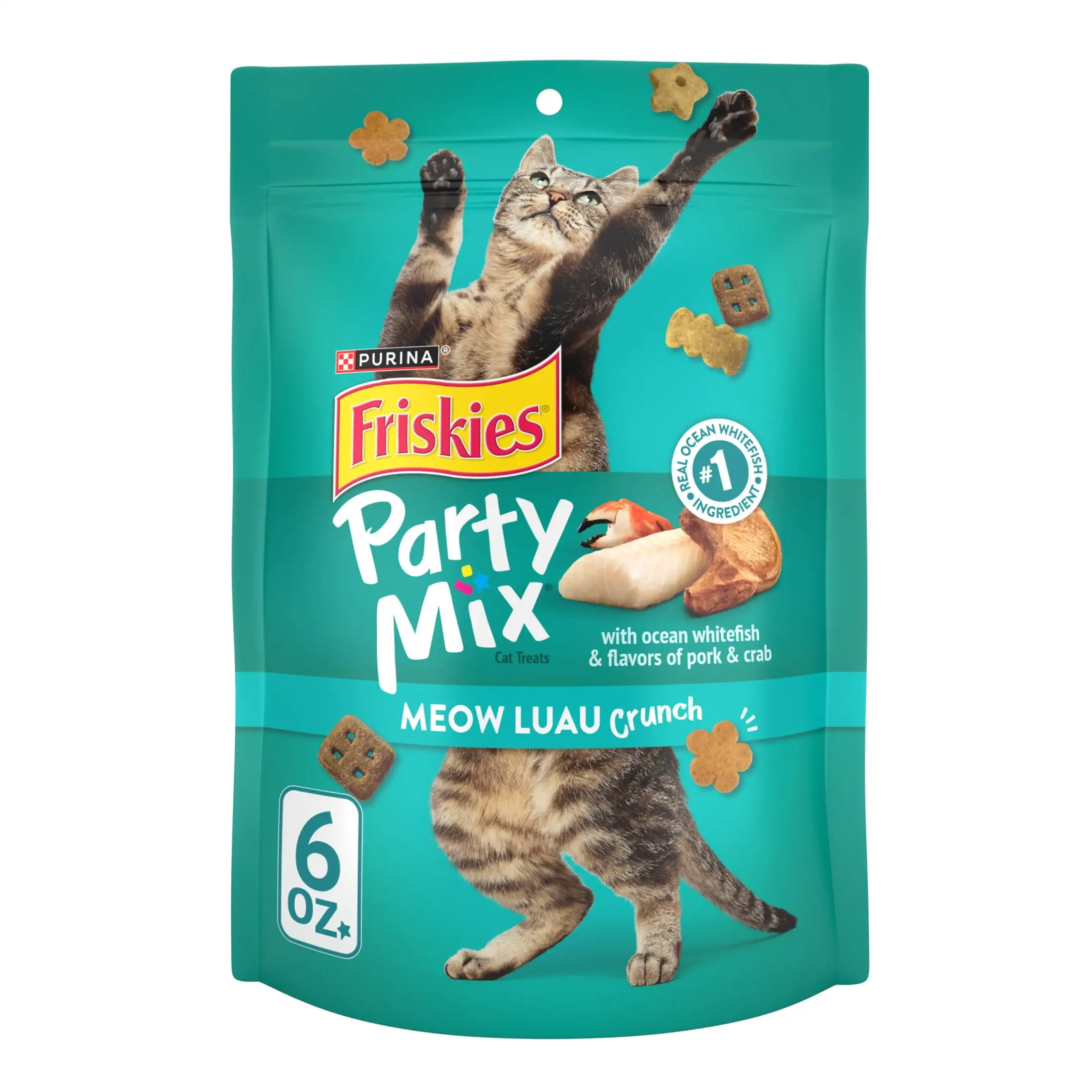 Purina Friskies Cat Treats. Party Mix Meow Luau Crunch