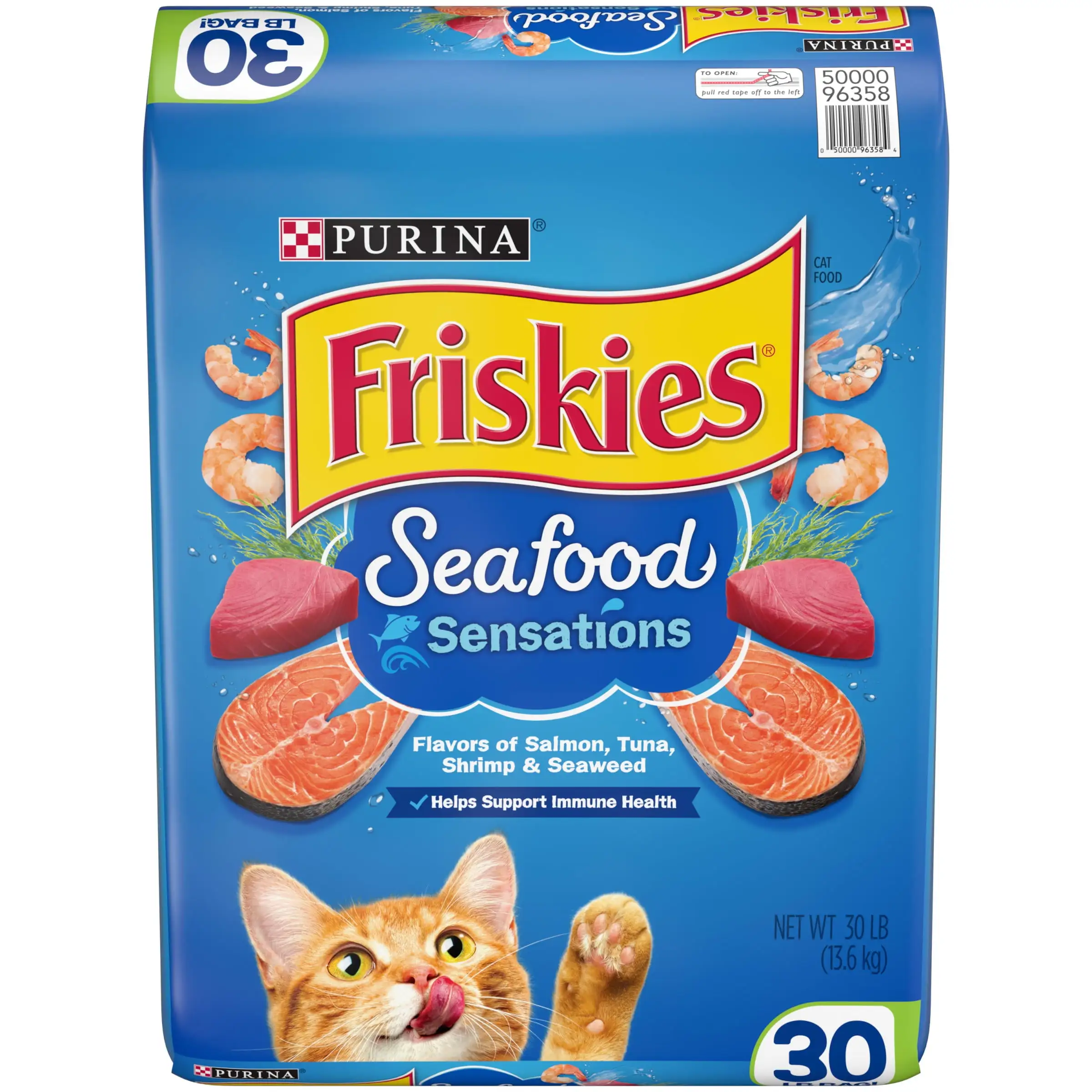 Purina Friskies Dry Cat Food High Protein Seafood Sensations. 30 lb Bag