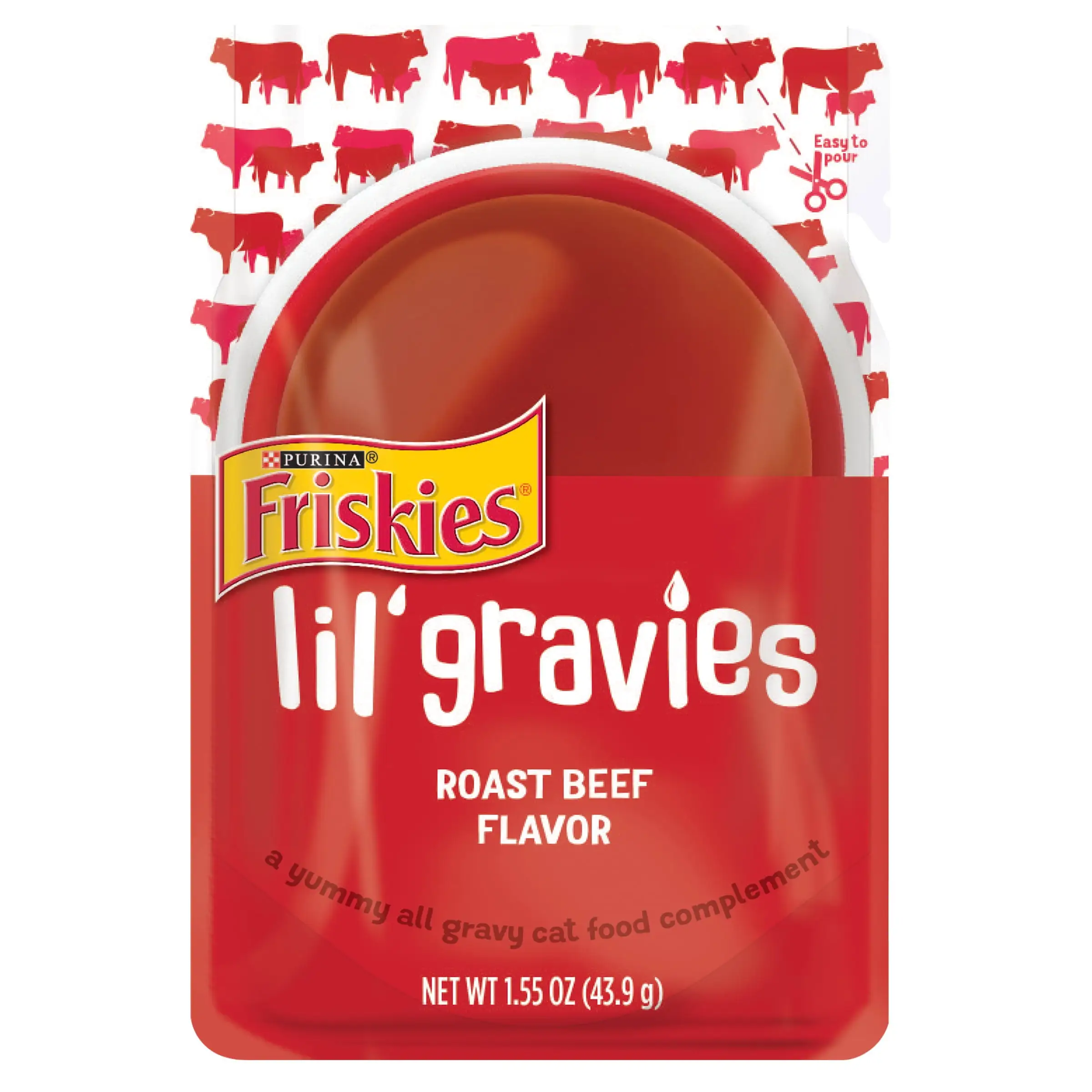 Purina Friskies Lil' Gravies Gravy Wet Cat Food. Soft Beef. 1.55 oz Pouch