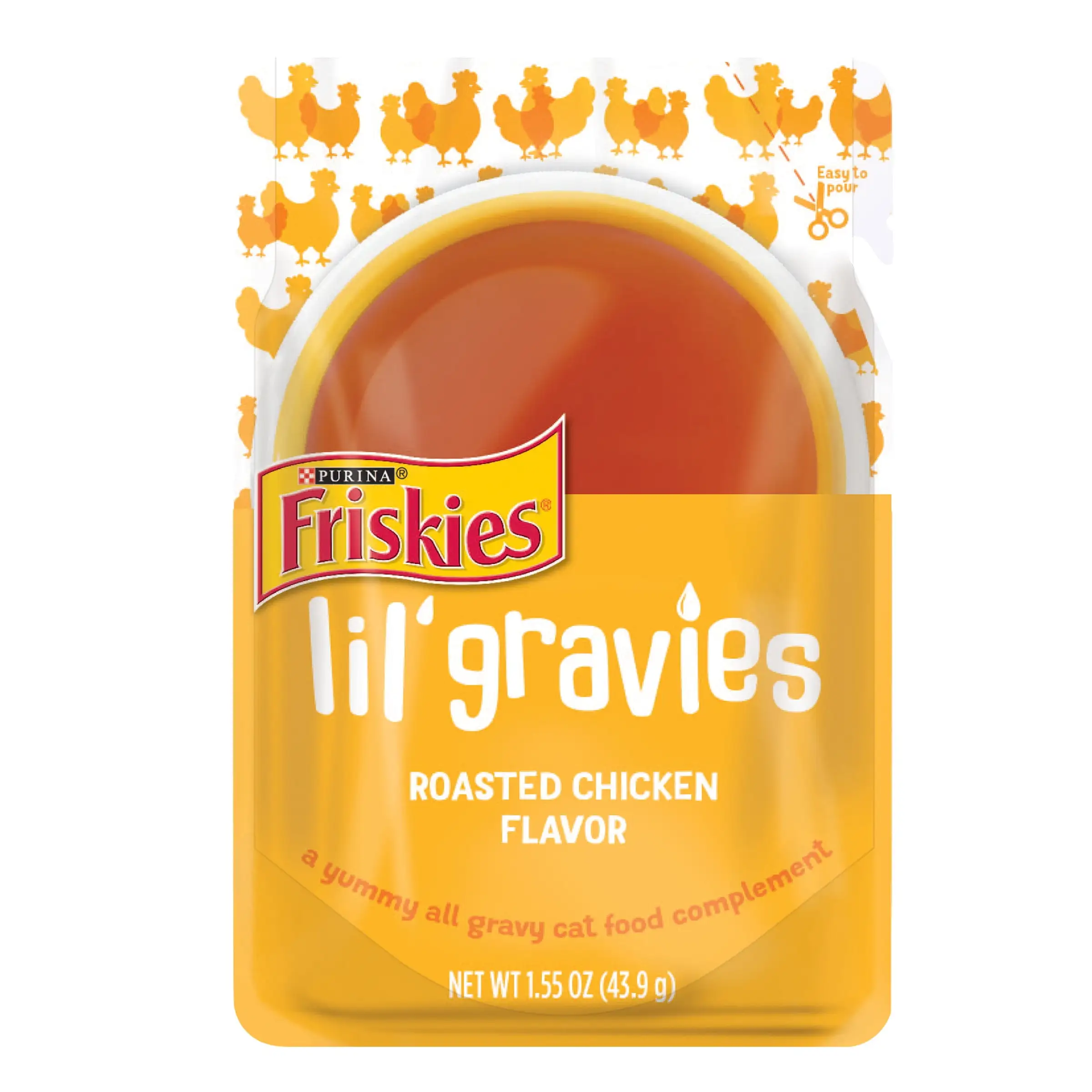 Purina Friskies Lil' Gravies Gravy Wet Cat Food for Adult Cats. Soft Chicken. 1.55 oz Pouch