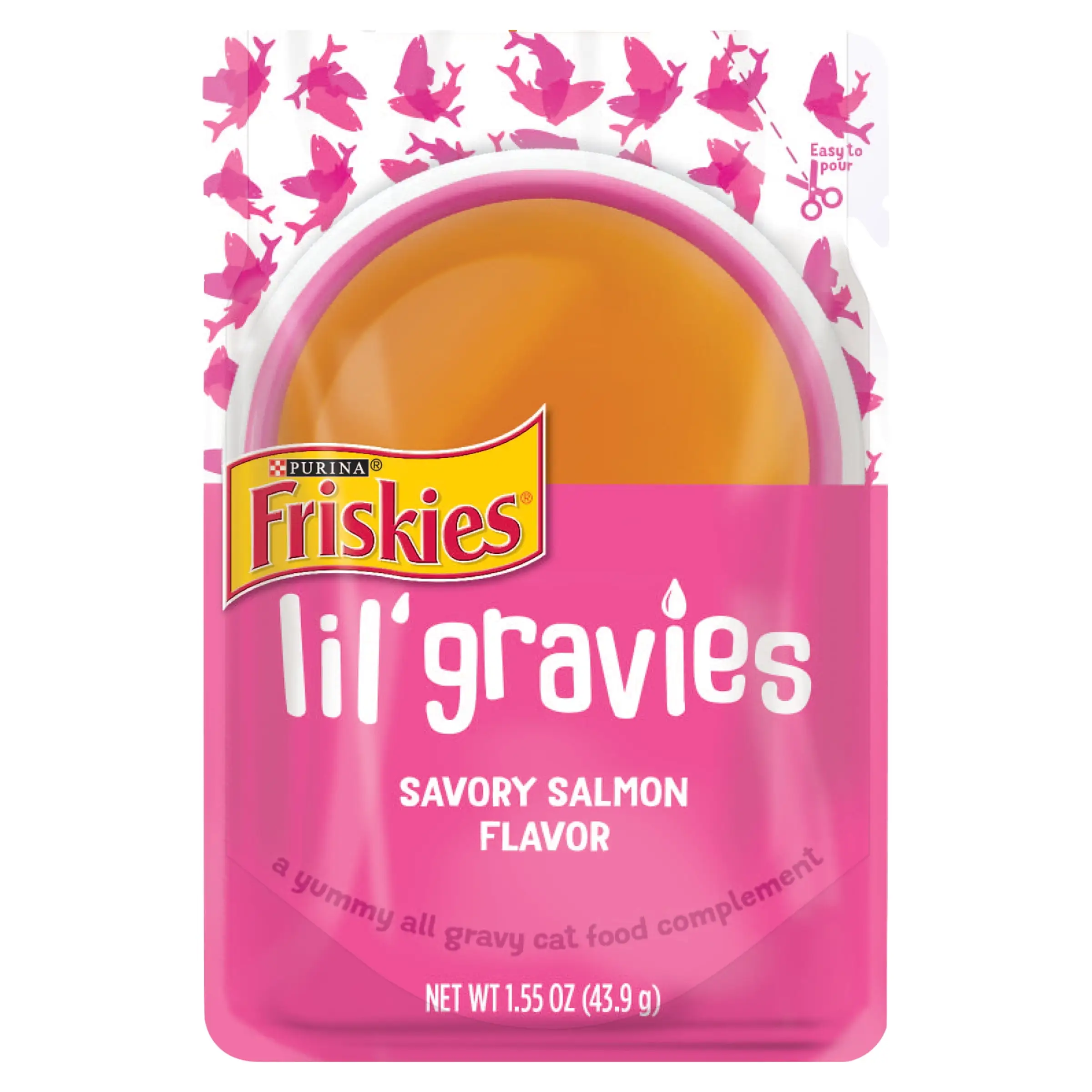 Purina Friskies Lil' Gravies Lickable Cat Treats. Soft Salmon Snacks. 1.55 oz Pouch