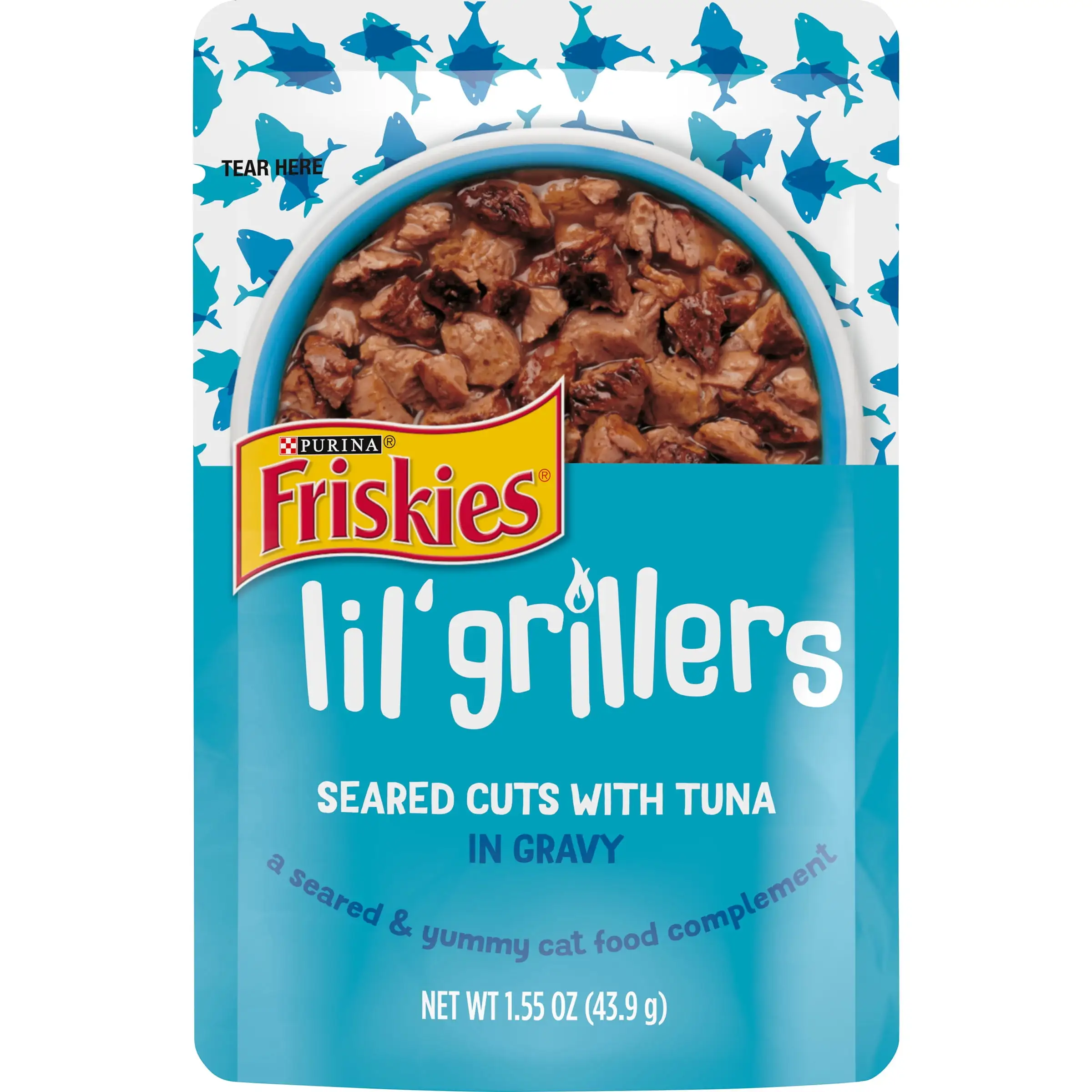 Purina Friskies Lil' Grillers Gravy Lickable Cat Treats. Soft Tuna Snacks. 1.55 oz Pouches (16 Pack)