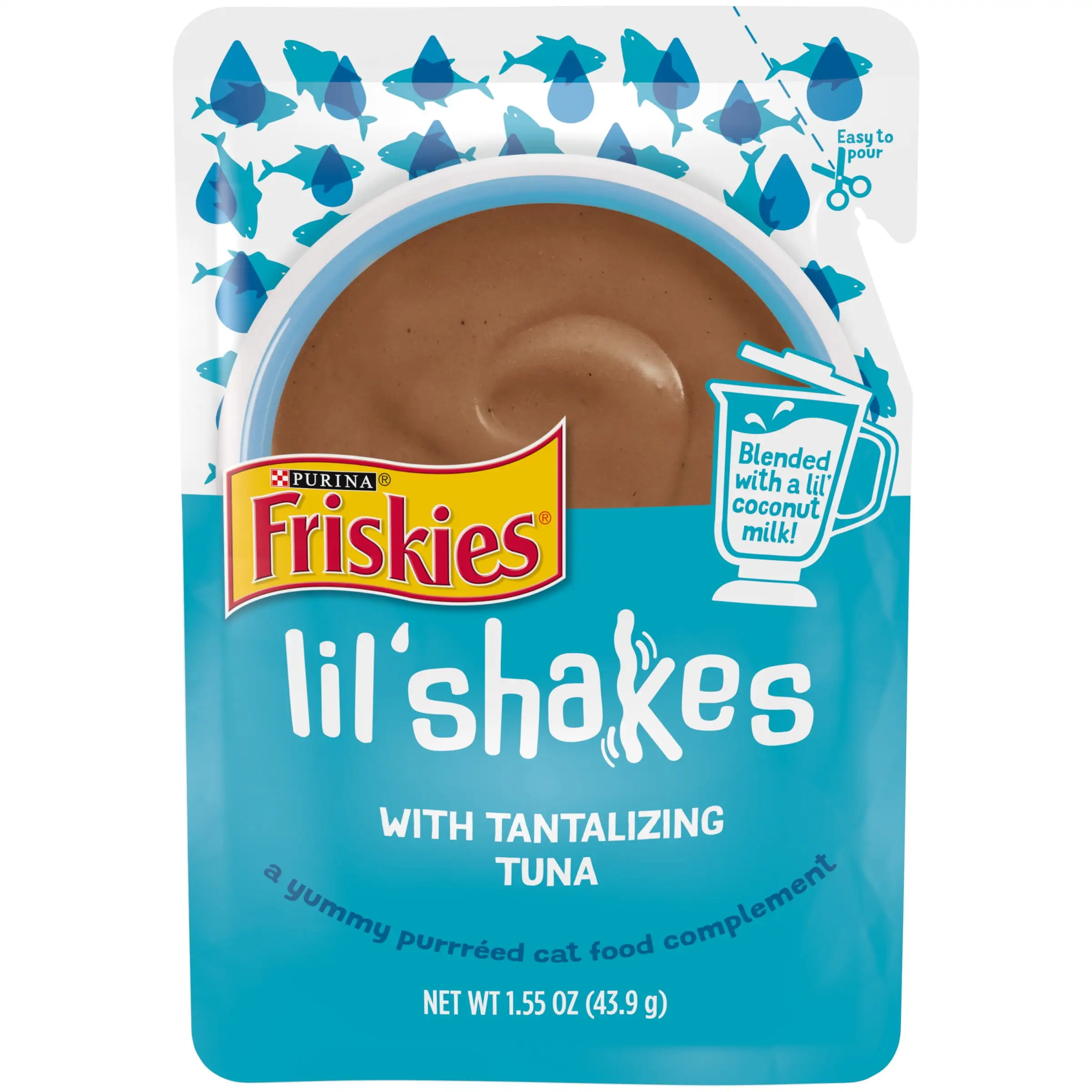 Purina Friskies Lil' Shakes With Tantalizing Tuna Lickable Wet Puree Cat Food Topper