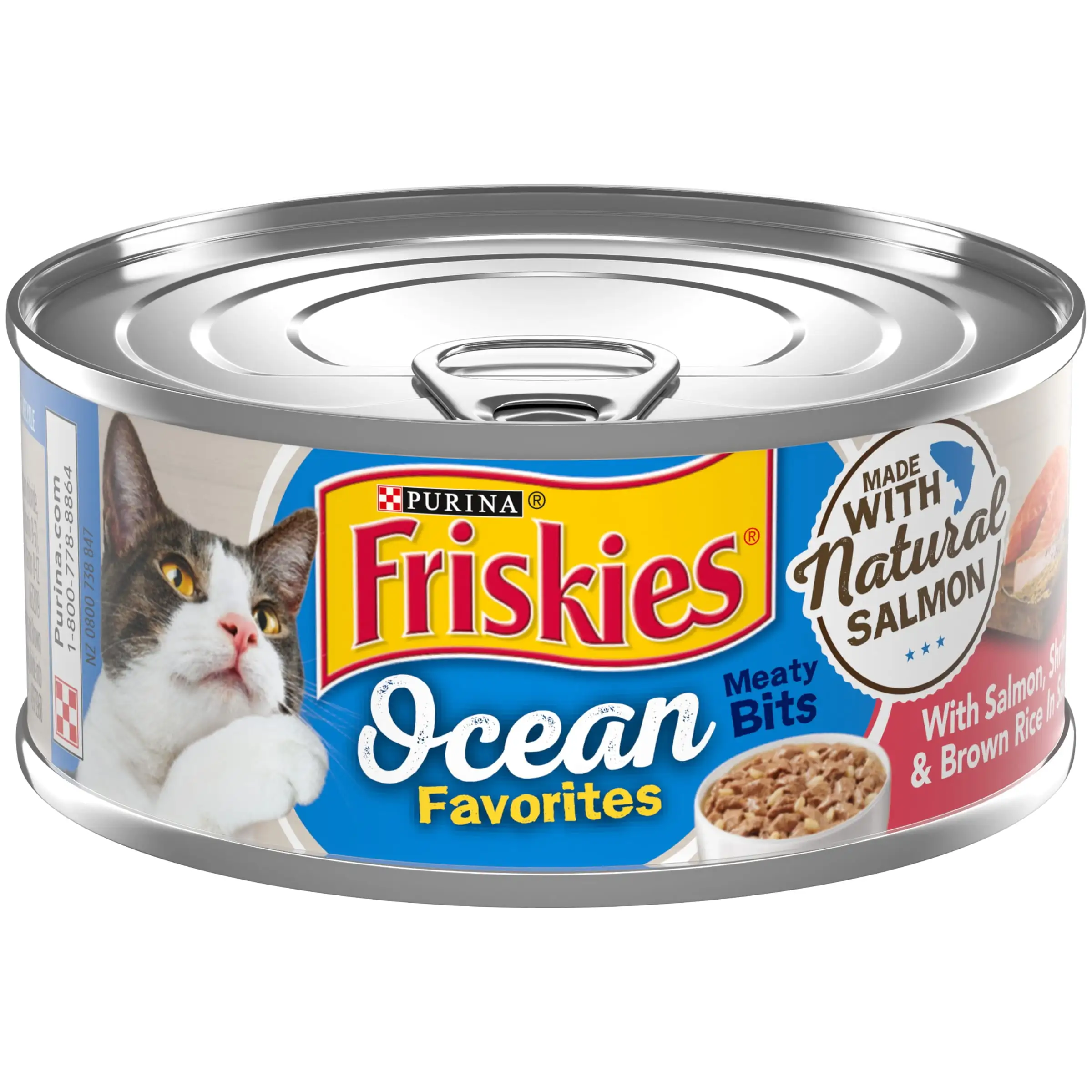 Purina Friskies Ocean Favorites Meaty Bits Wet Cat Food Tuna. 5.4 oz Can