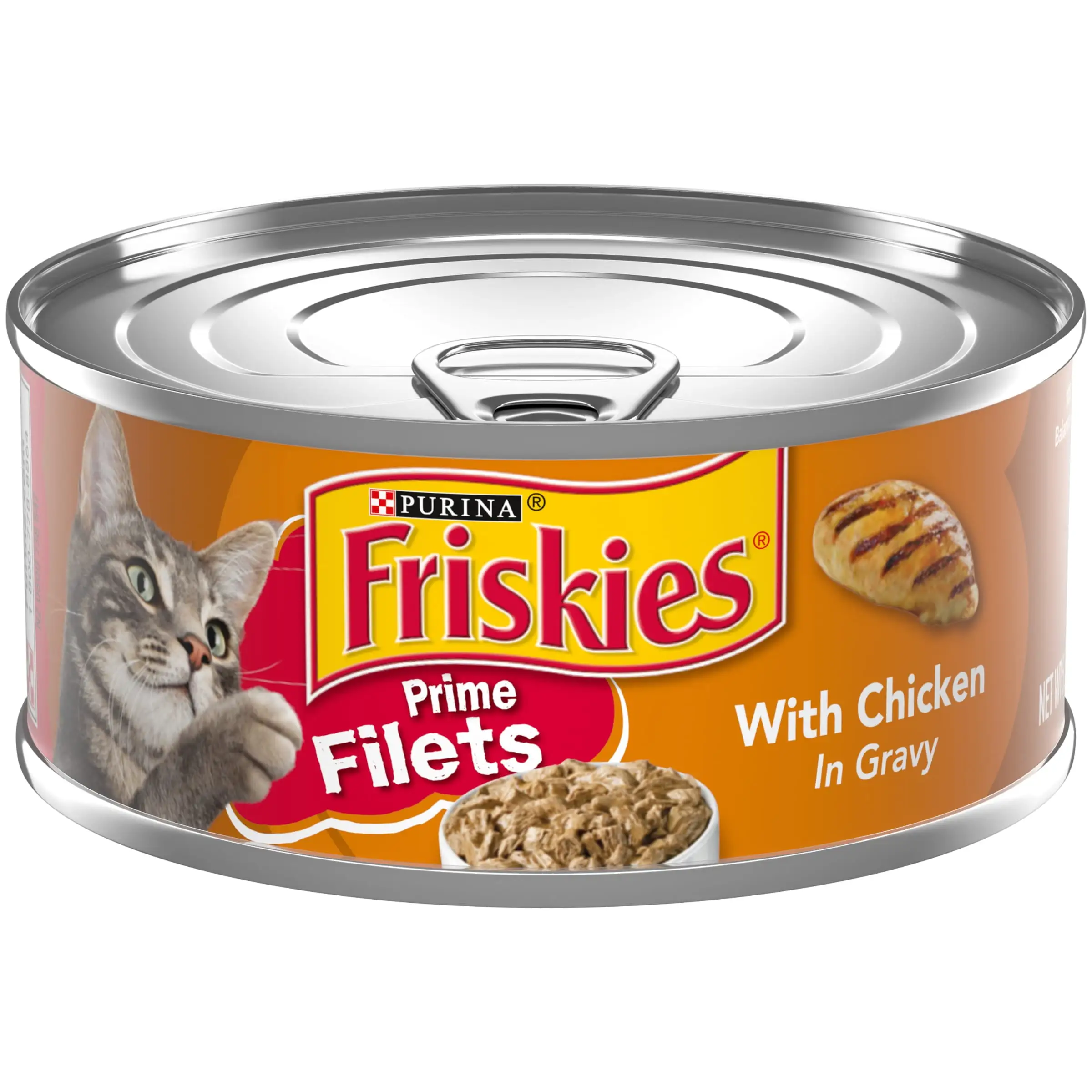 Purina Friskies Prime Filets Gravy Wet Cat Food for Adult Cats. Soft Chicken. 5.5 oz Can