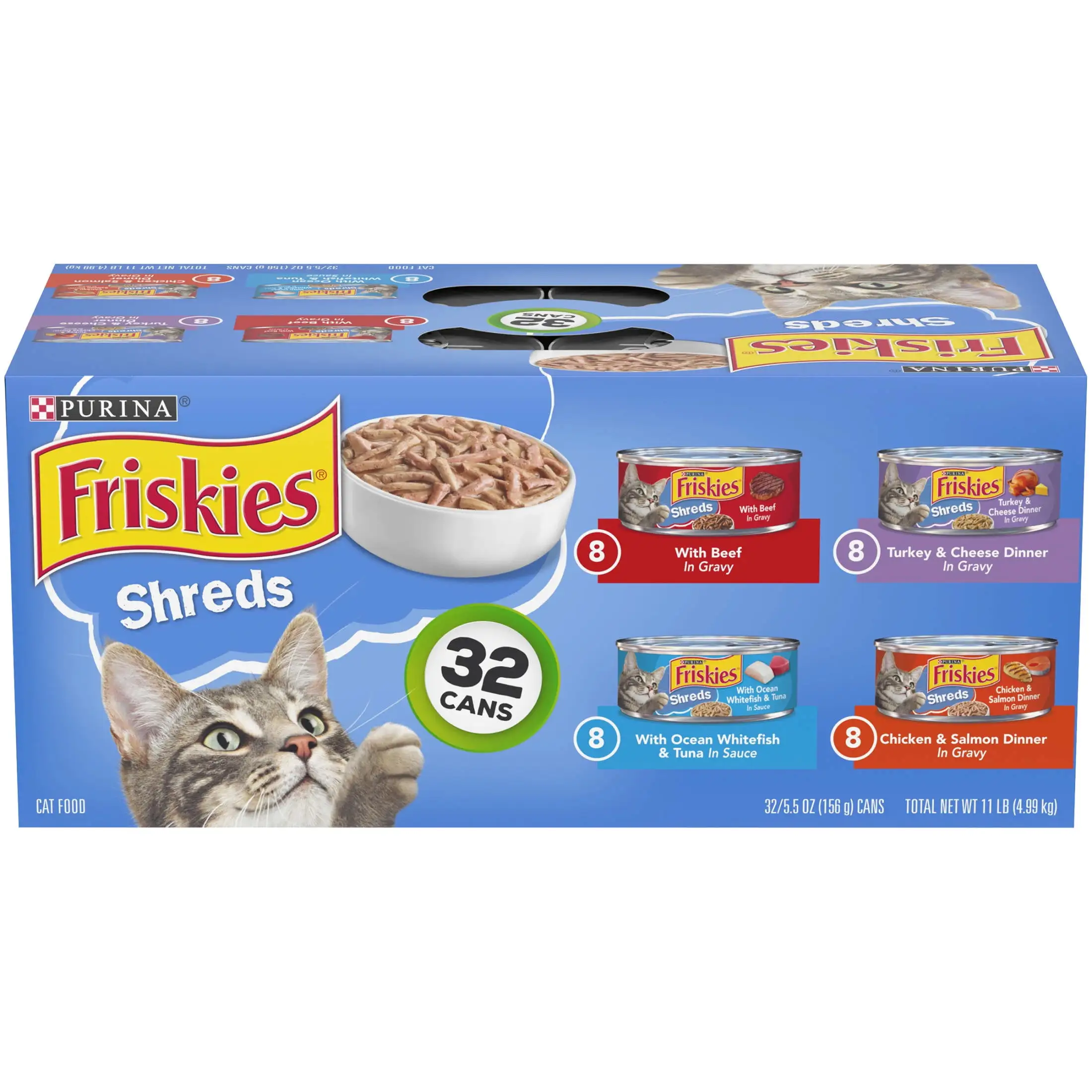 Purina Friskies Shreds Wet Cat Food Variety Pack. 5.5 oz Cans (32 Pack)