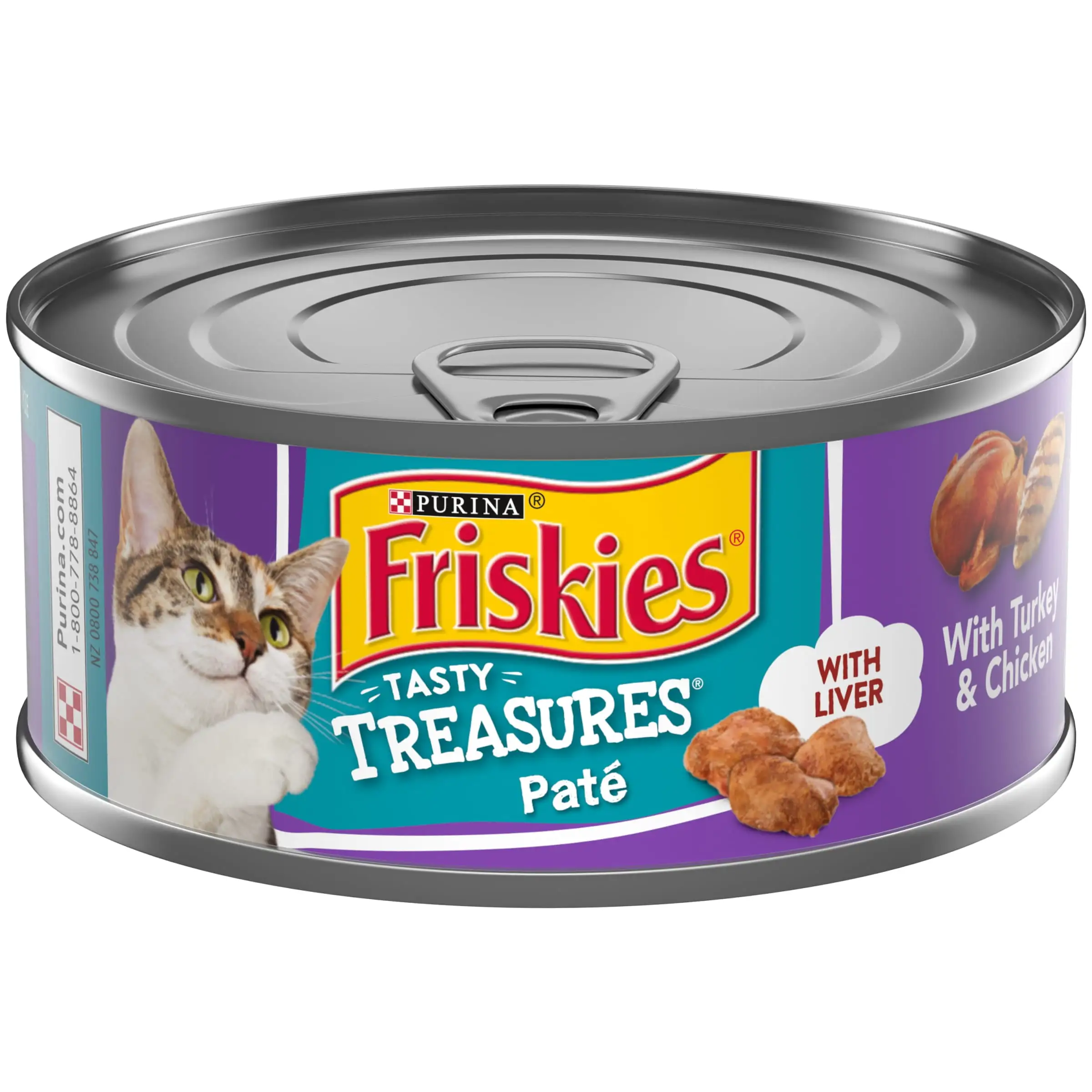 Purina Friskies Tasty Treasures Pate Wet Cat Food Turkey Chicken. 5.5 oz Cans (24 Pack)