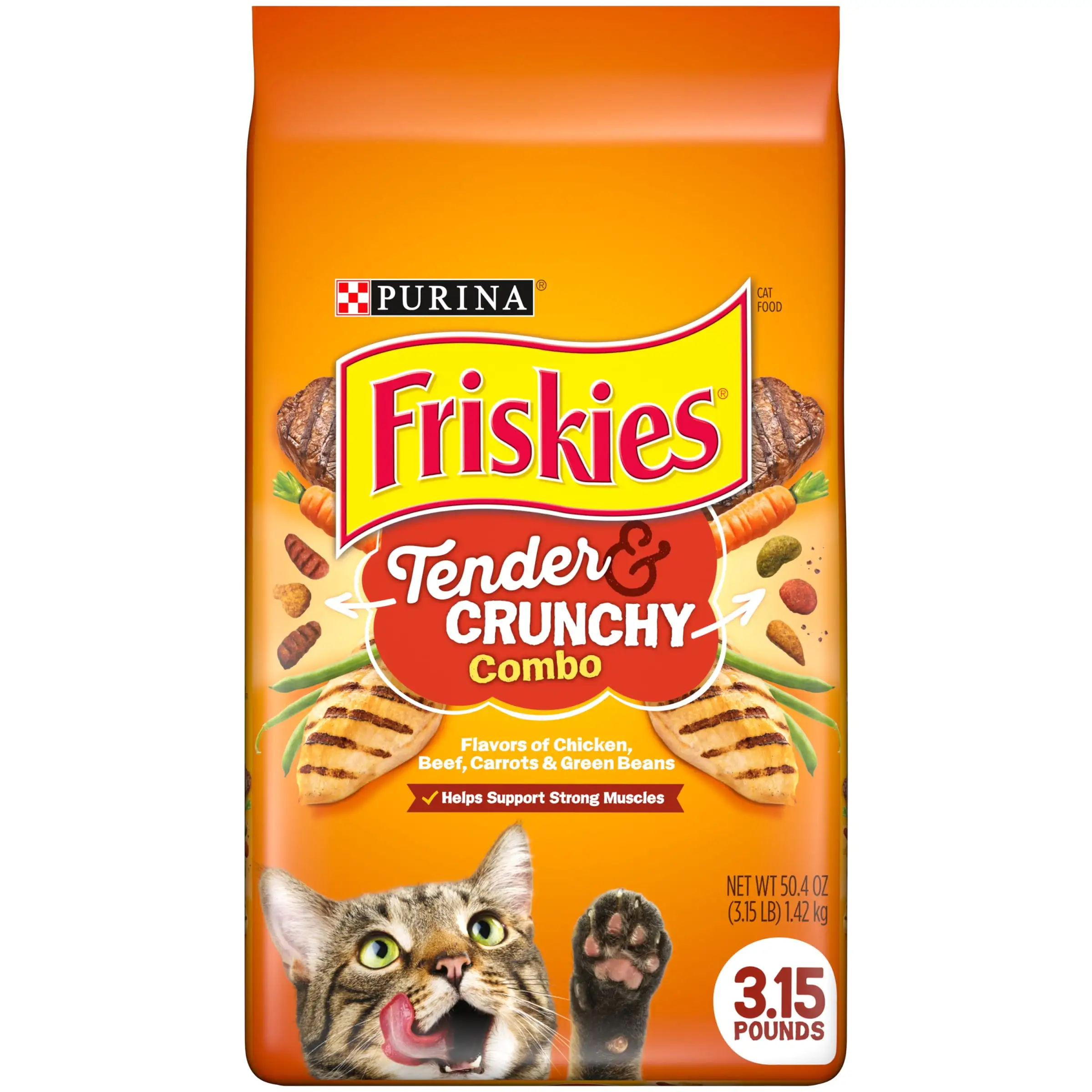 Purina Friskies Tender and Crunchy Combo Dry Cat Food. 3.15 lb Bag