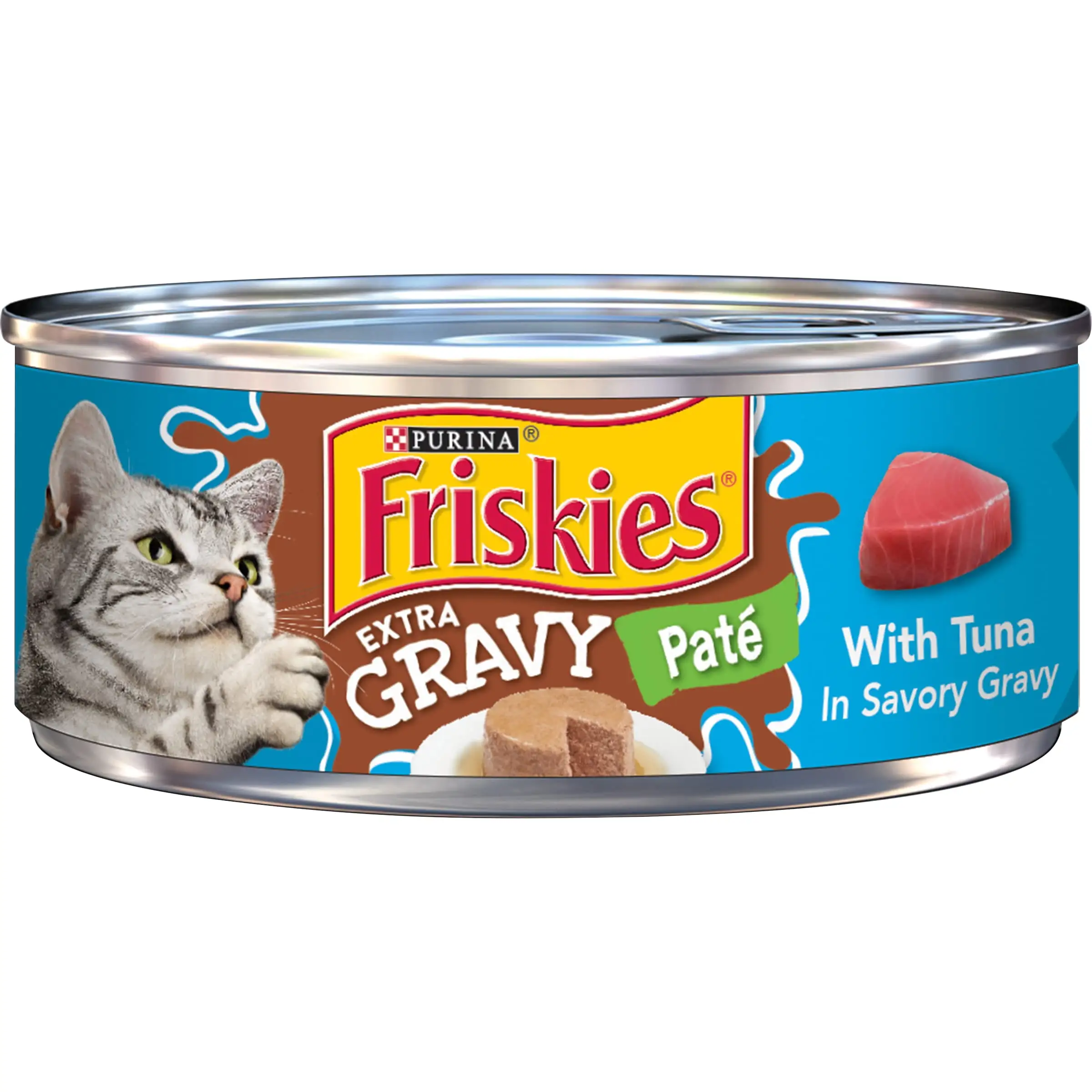 Purina Friskies Wet Cat Food Gravy Pate. Extra Gravy Pate With Tuna in Savory Wet Cat Food Gravy - 5.5 oz. Can