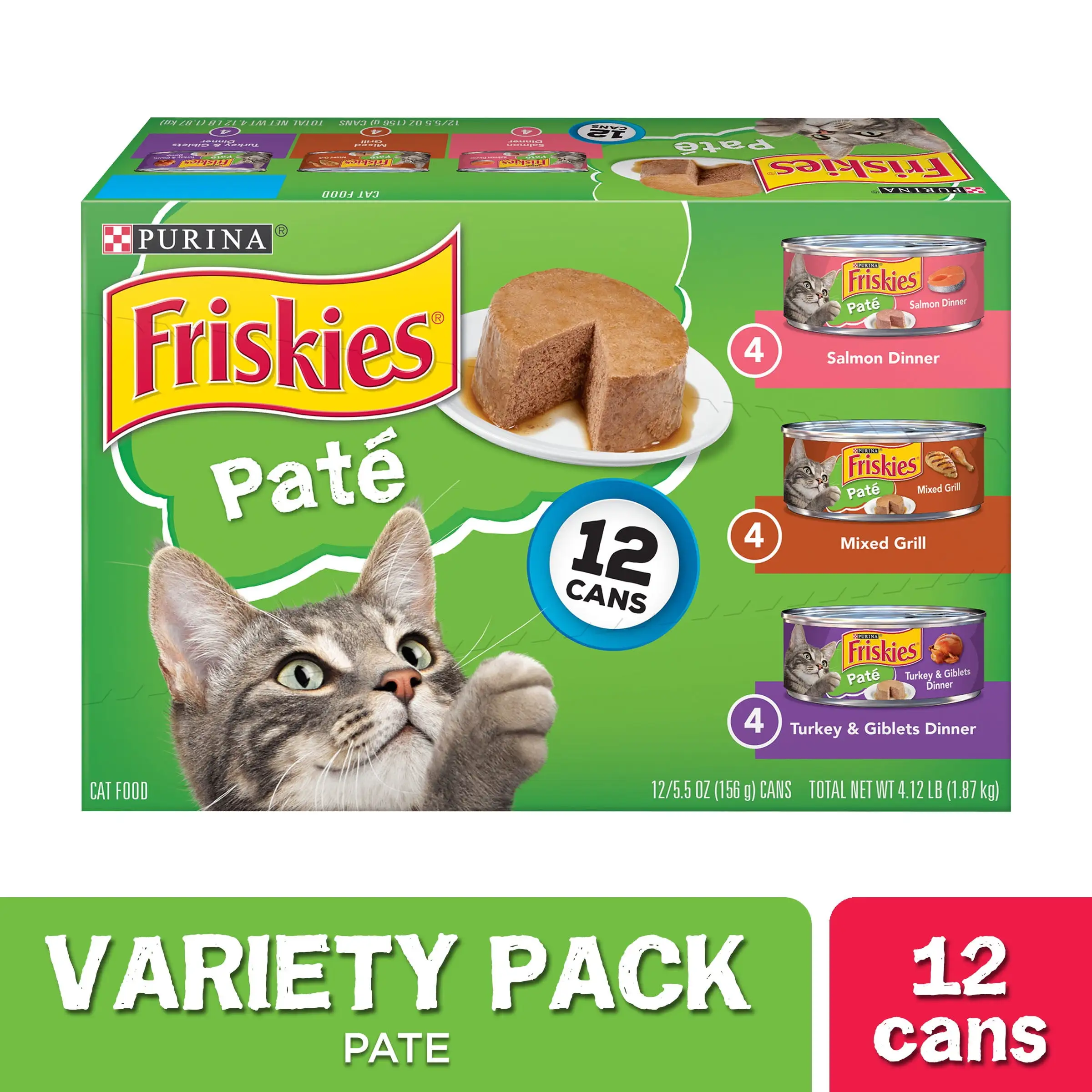 Purina Friskies Wet Cat Food Pate Variety Pack Salmon. Turkey and Grilled