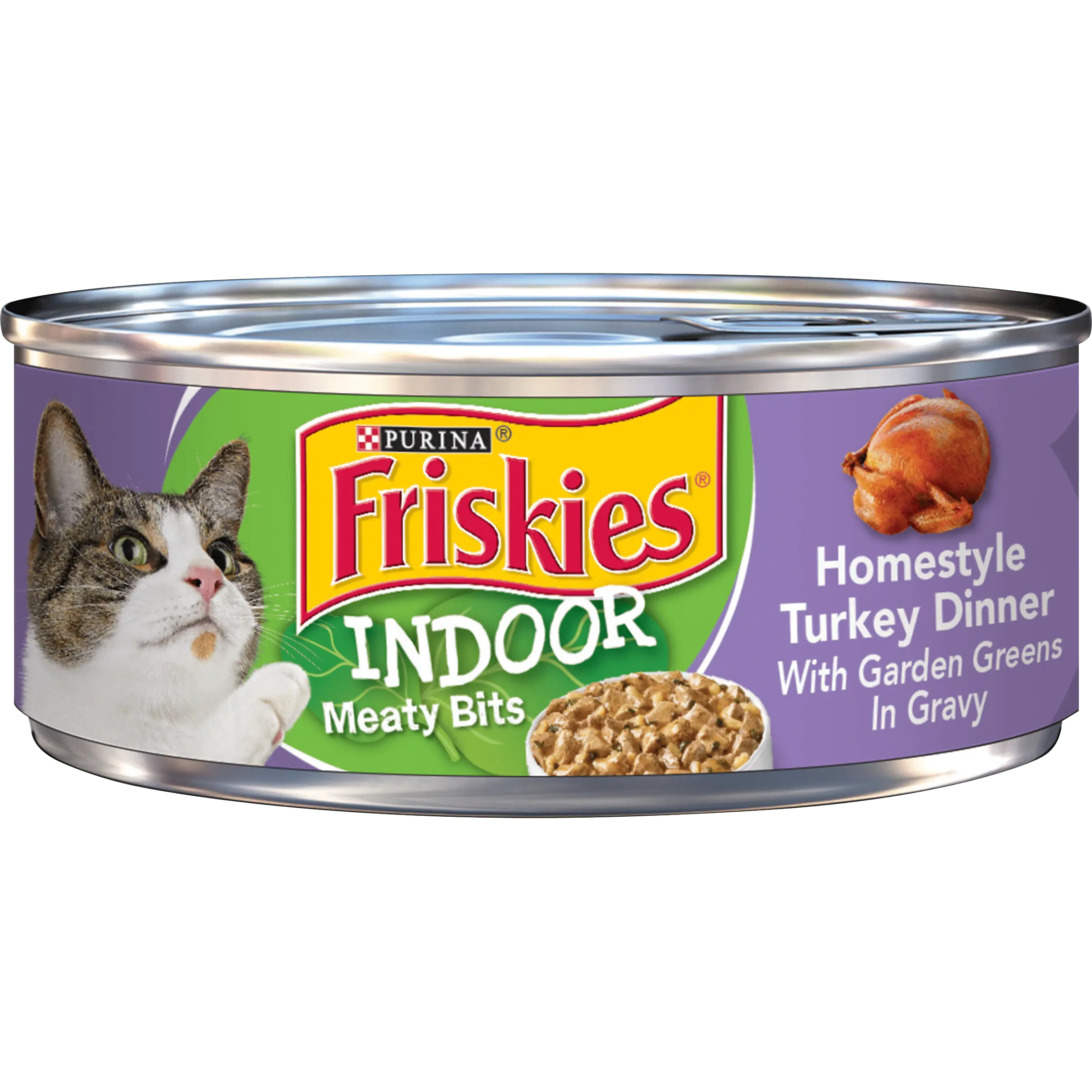 Purina Friskies indoor Meaty Bits Wet Cat Food Turkey Dinner. 5.5 oz Can