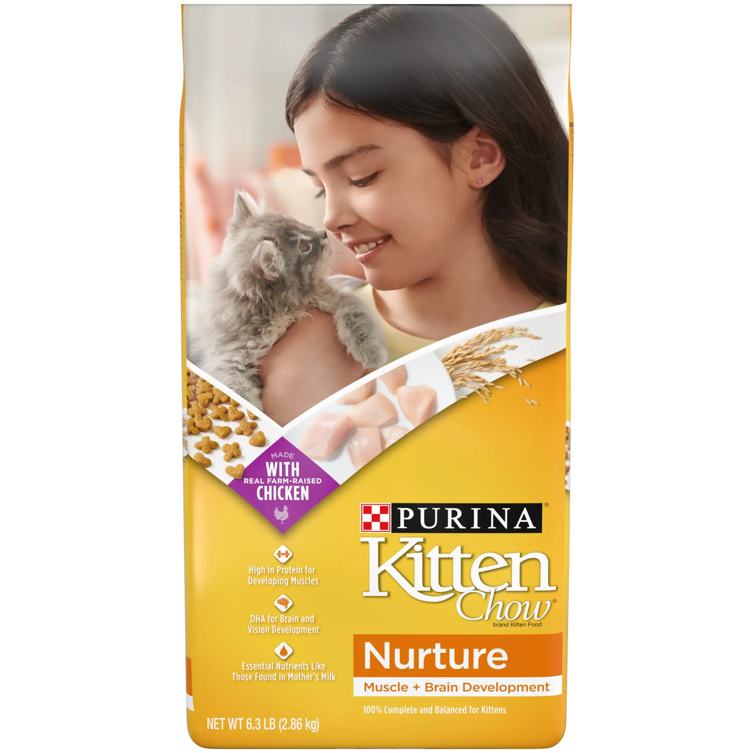 Purina Kitten Chow Kitten Food Healthy Development with Real Chicken Dry Kitten Food. 6.3 lb. Bag