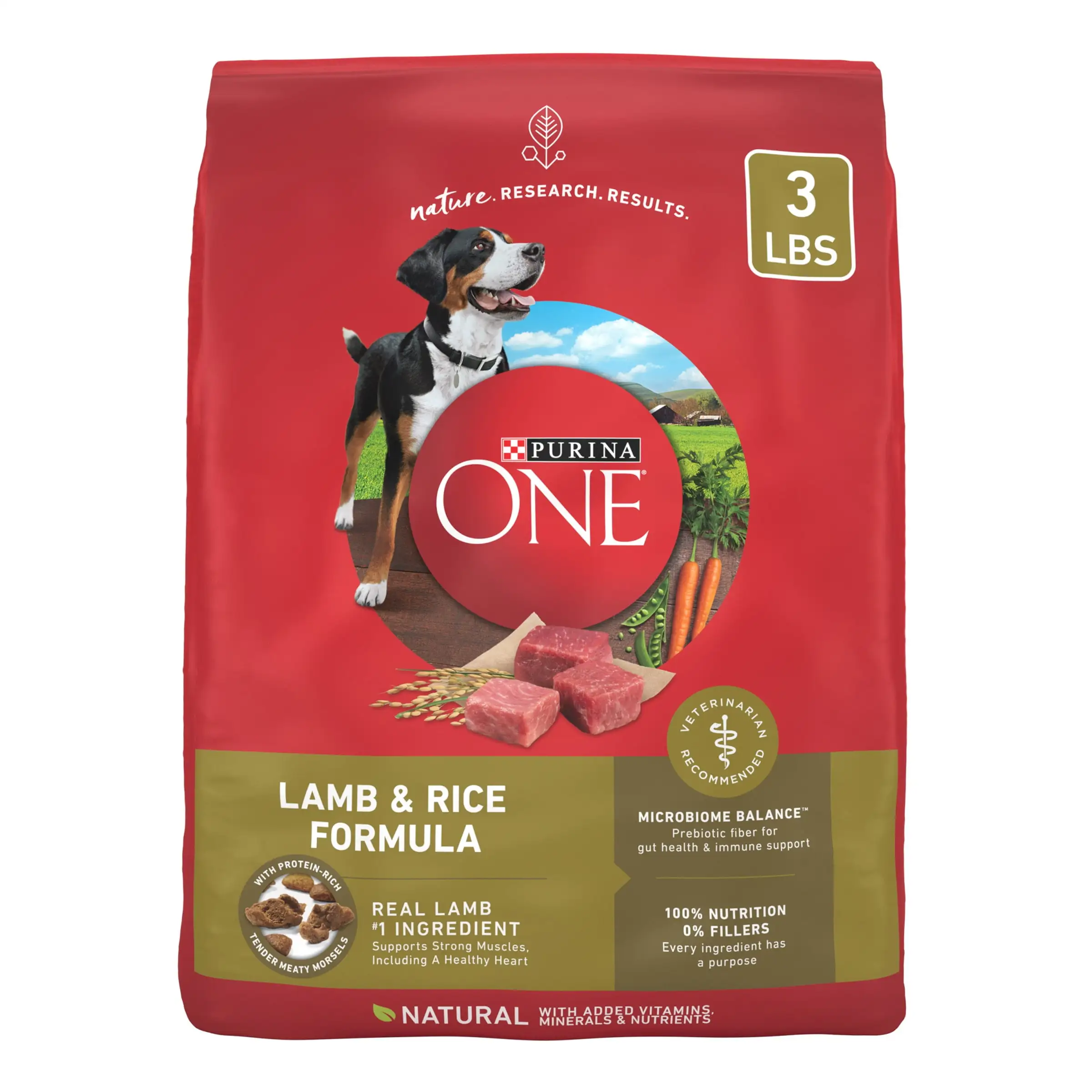 Purina ONE Dry High Protein Dry Dog Food. Real Lamb & Rice Formula. 3 lb Bag