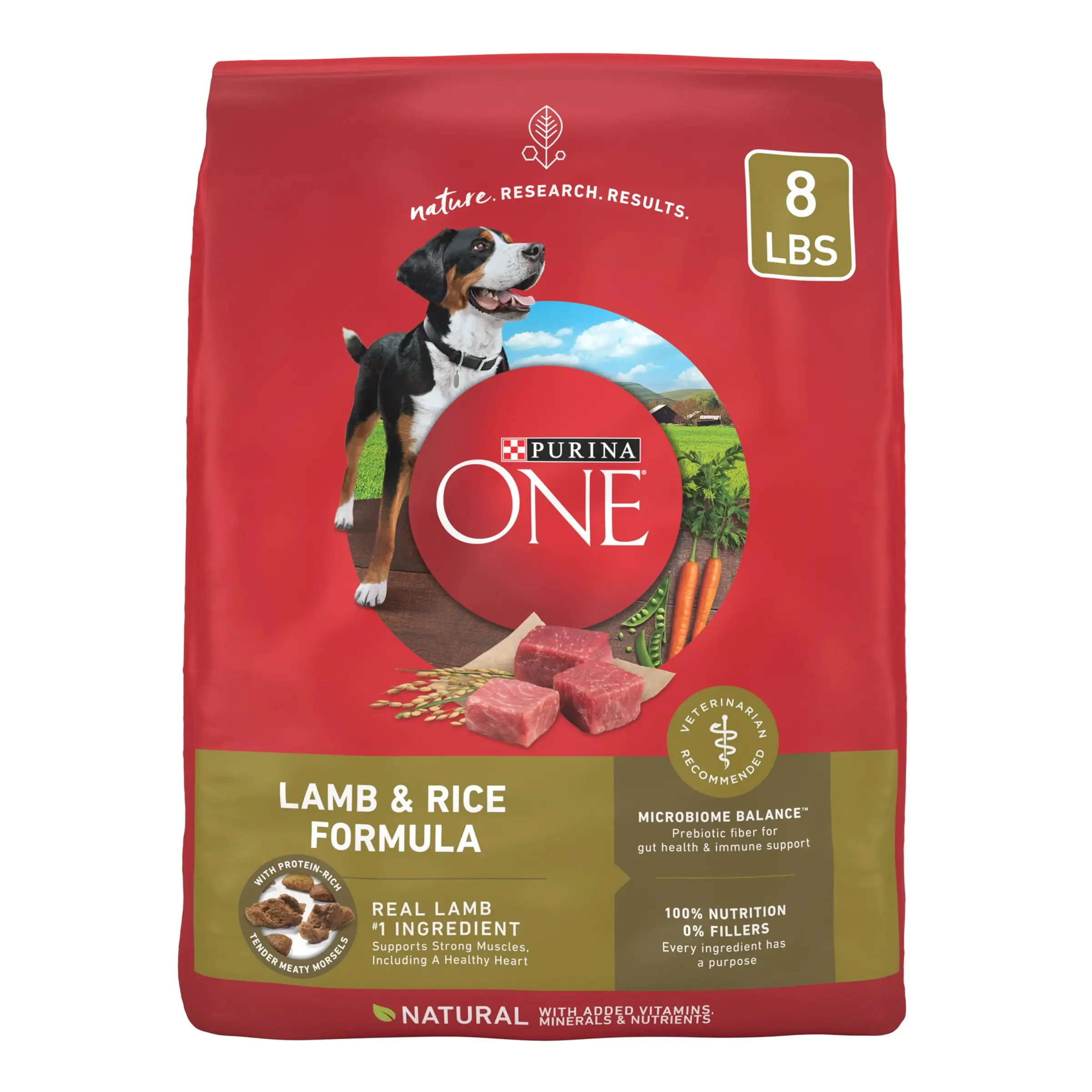 Purina ONE High Protein Dry Dog Food. Lamb and Rice Formula. 8 lb Bag