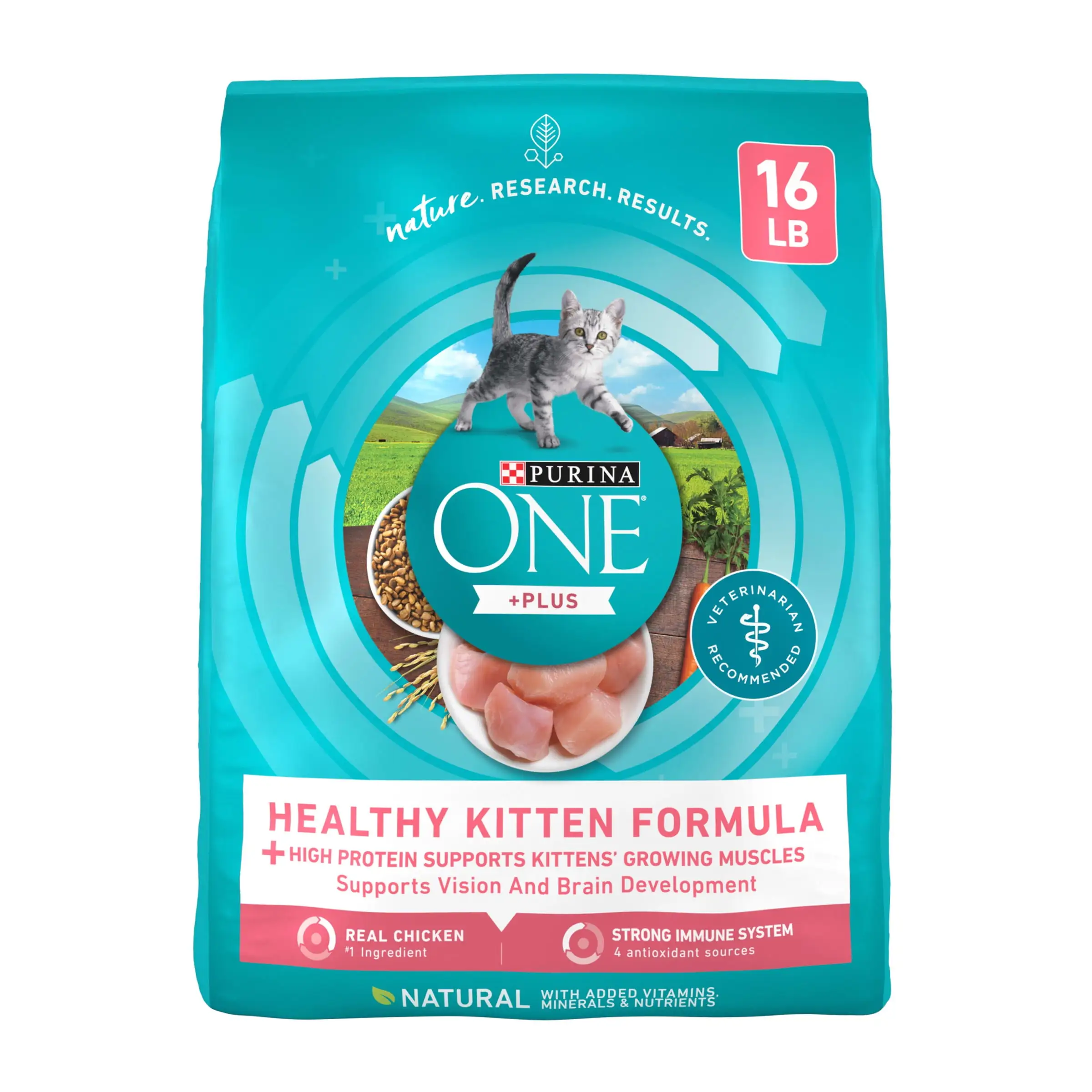 Purina ONE High Protein. Natural Dry Kitten Cat Food. +Plus Healthy Kitten Formula. 16 lb. Bag