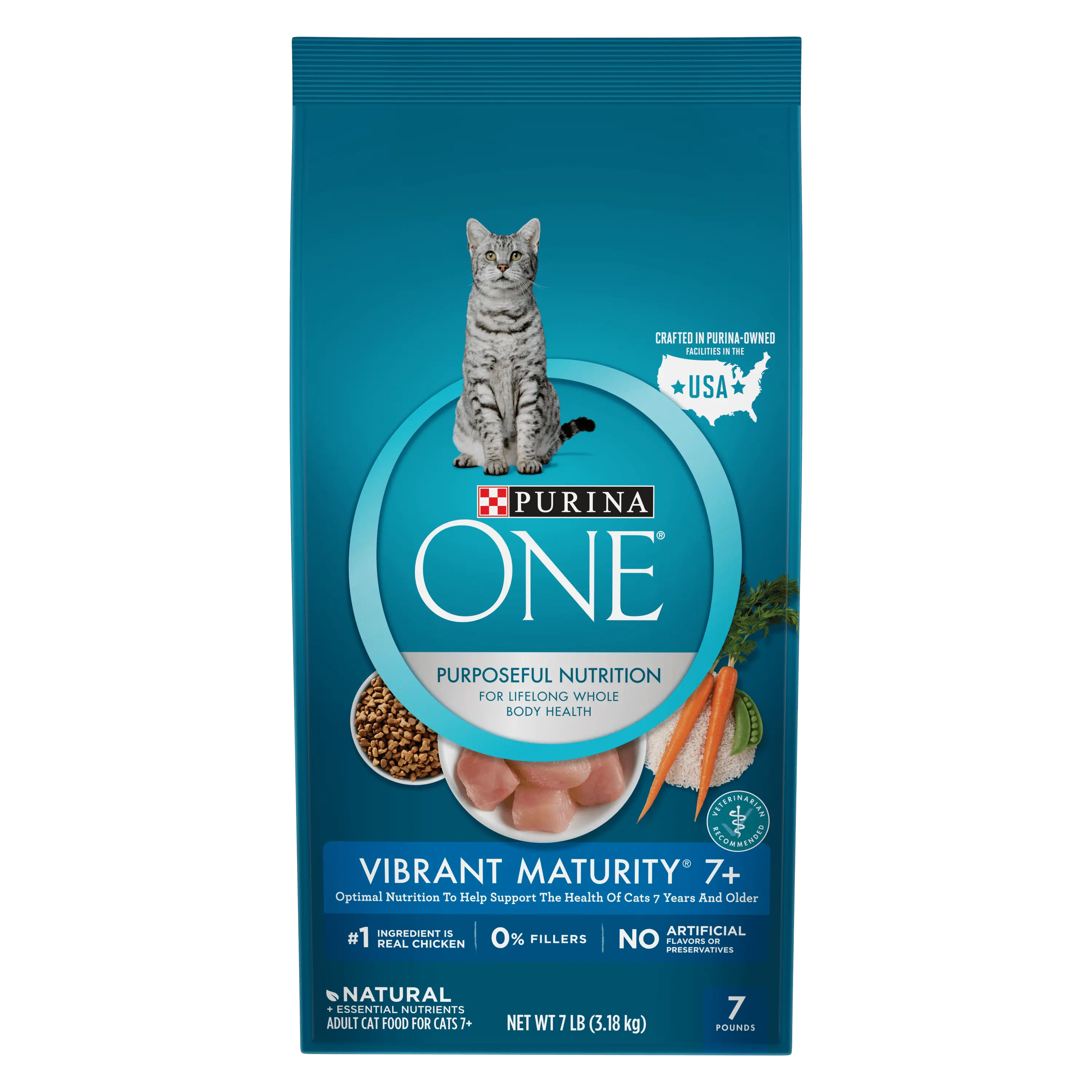 Purina ONE High Protein. Natural Senior Dry Cat Food. Indoor Advantage Senior+. 7 lb. Bag