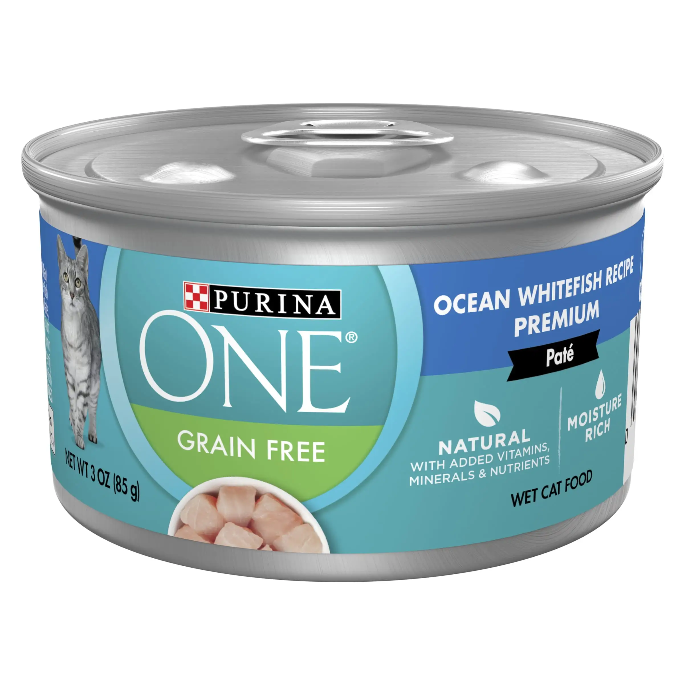 Purina ONE Pate Wet Cat Food. Natural Grain Free Oceanwhite Fish. 3 oz Can