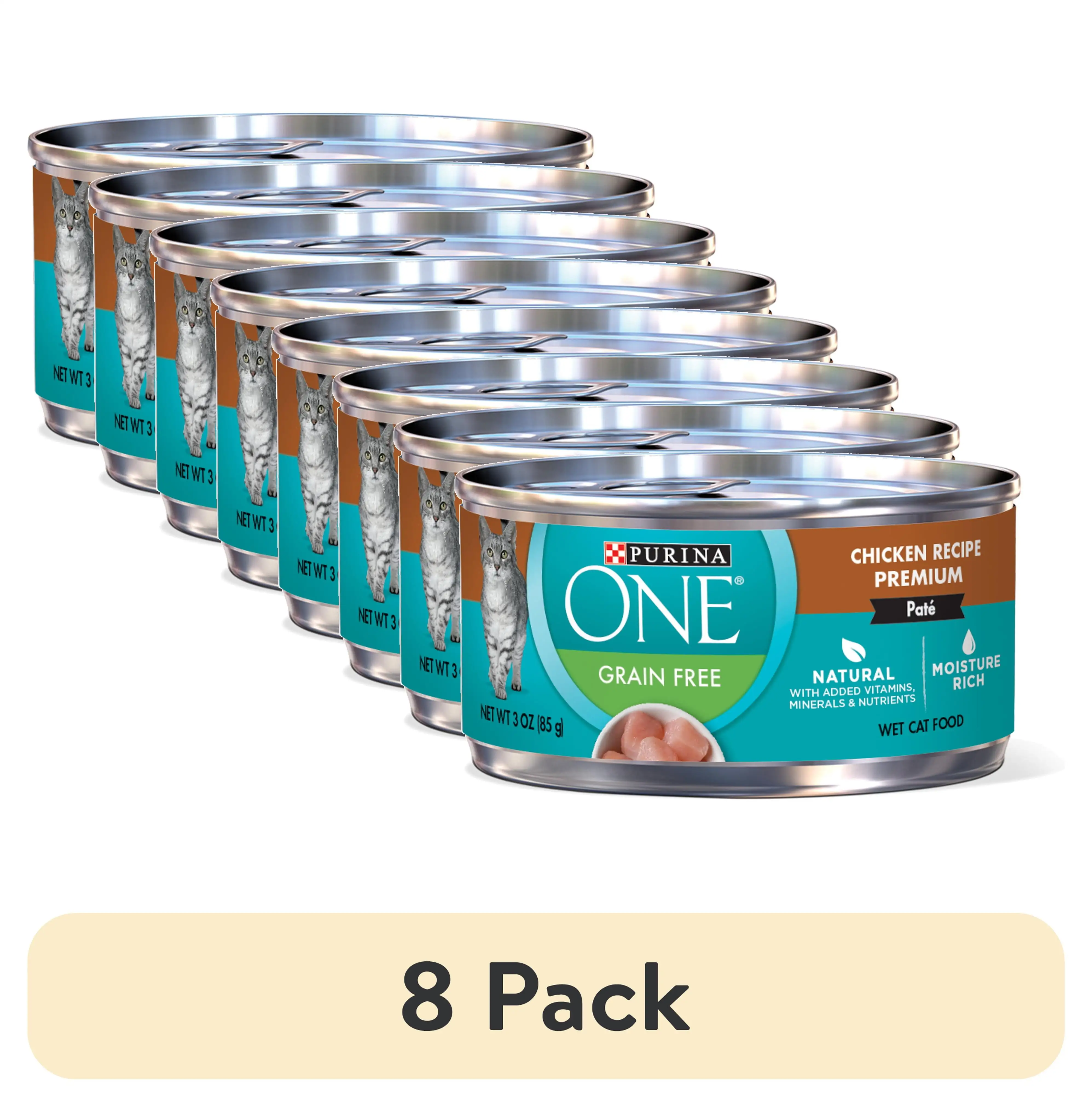 Purina ONE Pate Wet Cat Food. Natural Grain Free Soft Chicken. 3 oz Can