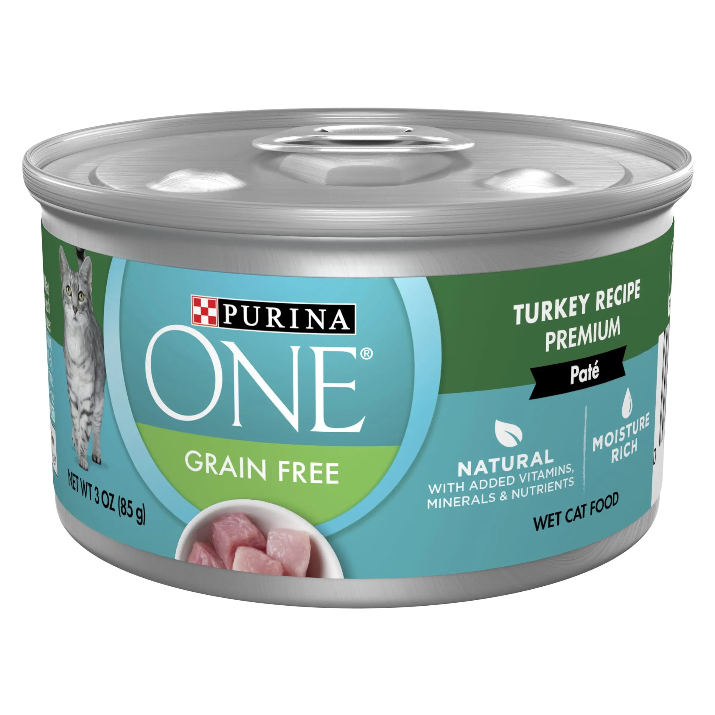 Purina ONE Pate Wet Cat Food. Natural Grain Free Turkey. 3 oz Cans (24 Pack)