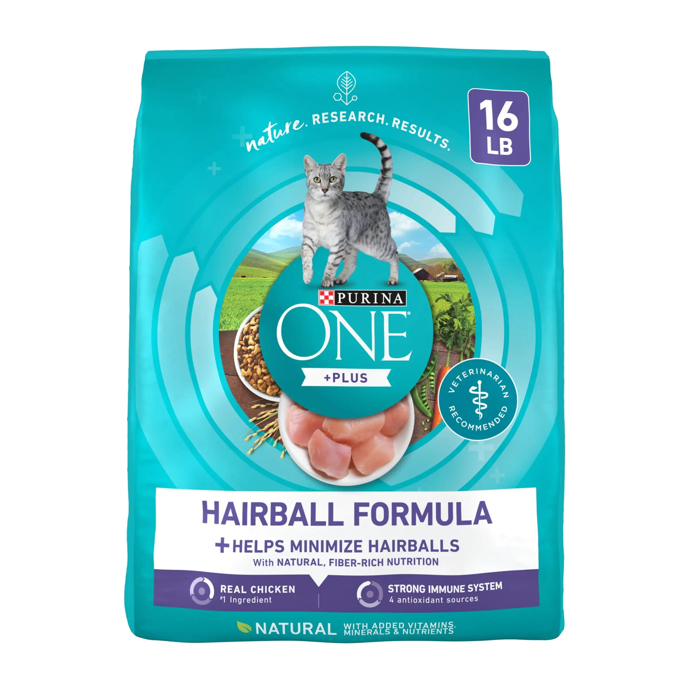 Purina ONE Plus Dry Cat Food Hairball Formula. Natural Chicken. 16 lb Bag