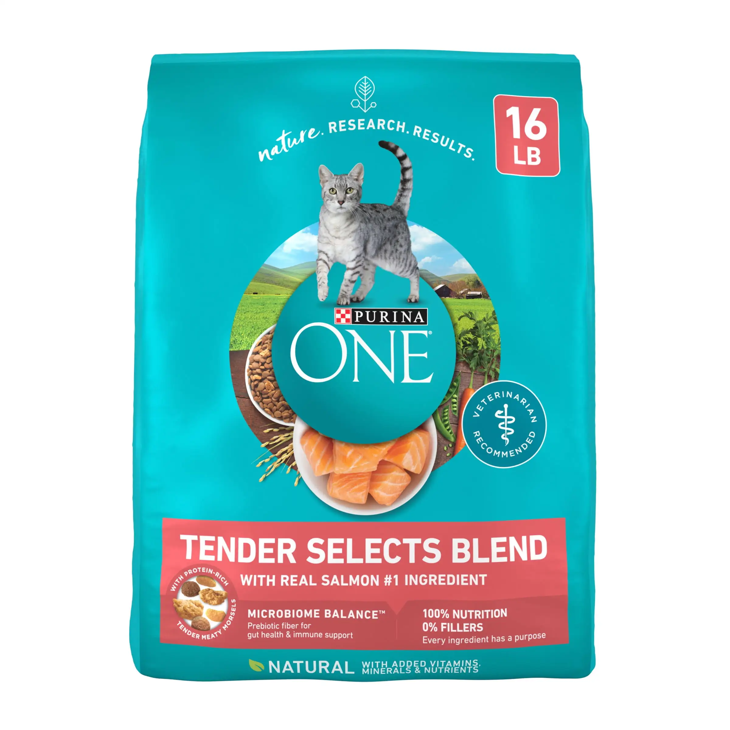 Purina ONE Tender Select Dry Cat Food. Real High Protein Salmon. 16 lb Bag