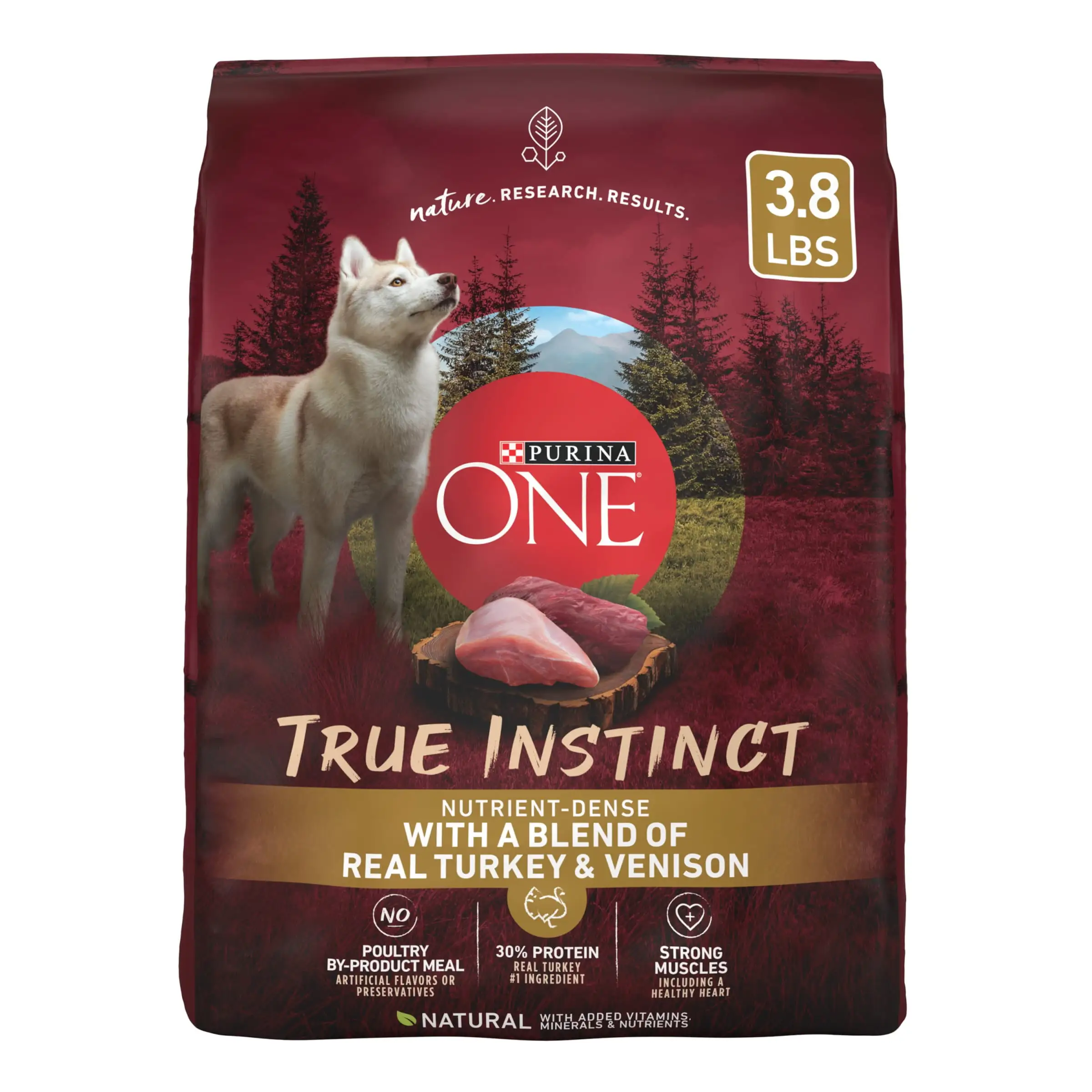 Purina ONE True Instinct High Protein Dry Dog Food. Nutrient Dense Real Turkey & Venison. 3.8 lb Bag