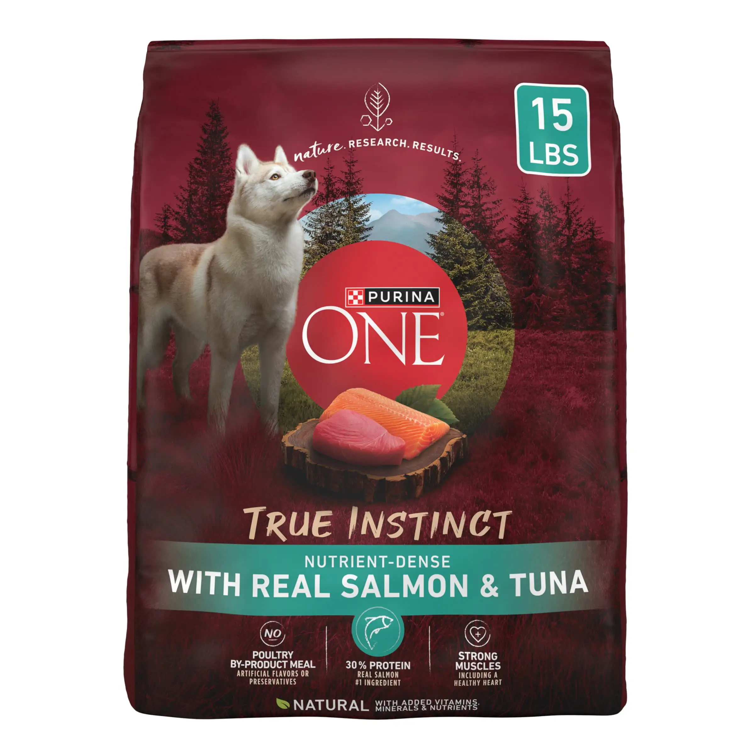 Purina ONE True Instinct High Protein Dry Dog Food for Adult Dogs. Muscle Support. Salmon & Tuna. 15 lb Bag