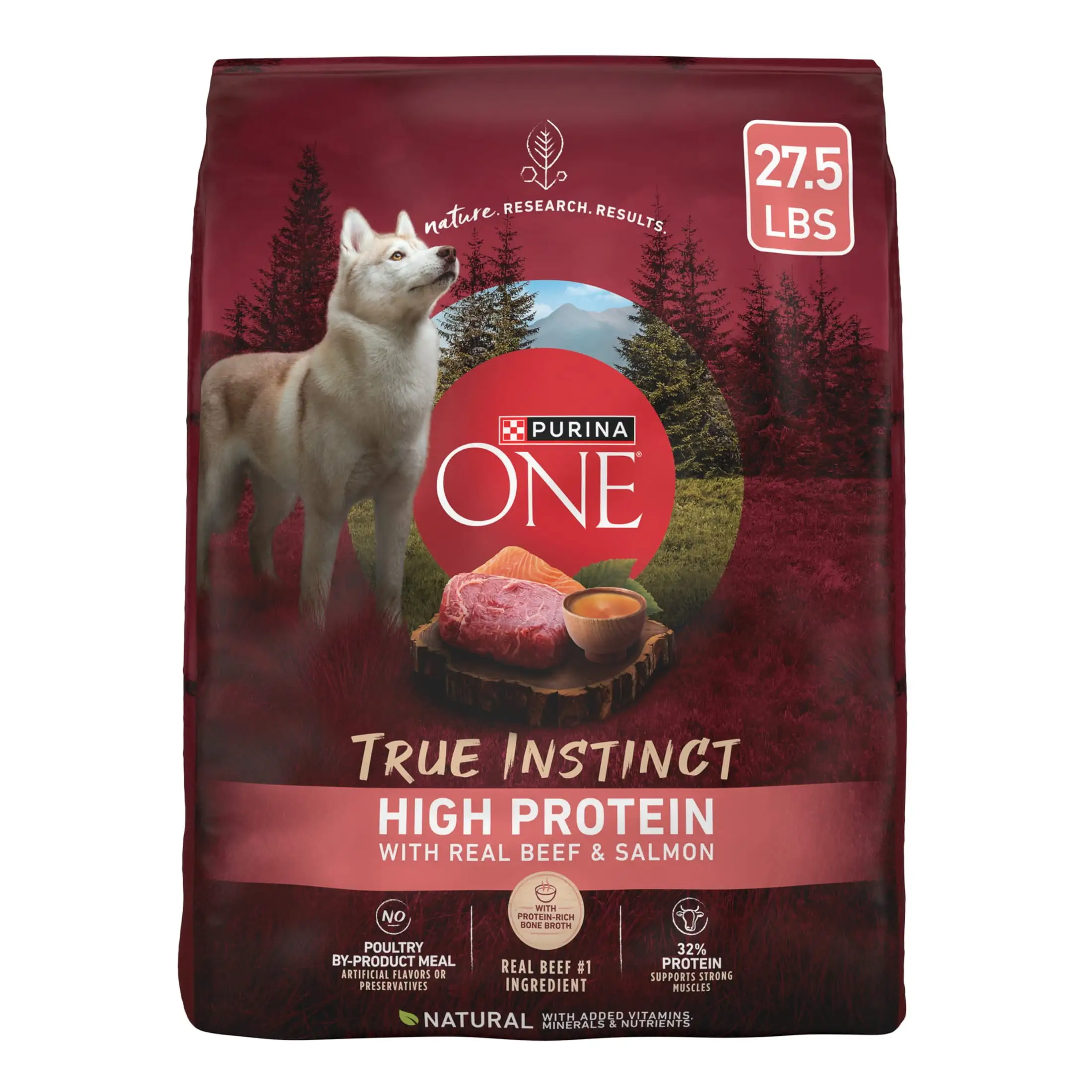 Purina ONE True Instinct High Protein Dry Dog Food with Real Beef & Salmon for Muscle Support. 27.5 lb Bag