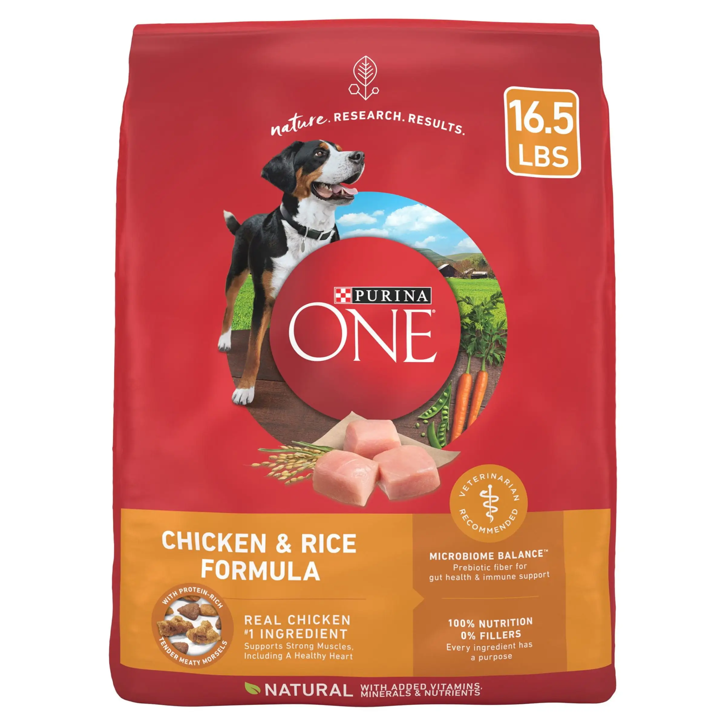 Purina One Dry Dog Food for Adult Dogs High Protein. Real Chicken & Rice. 16.5 lb Bag