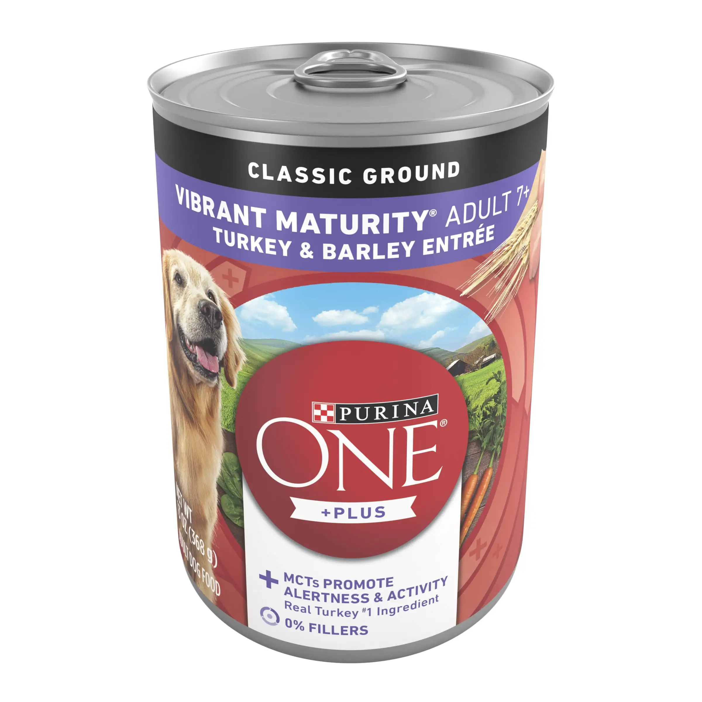 Purina One +Plus Classic Ground for Adult Dogs Turkey and Barley. 13 oz Can