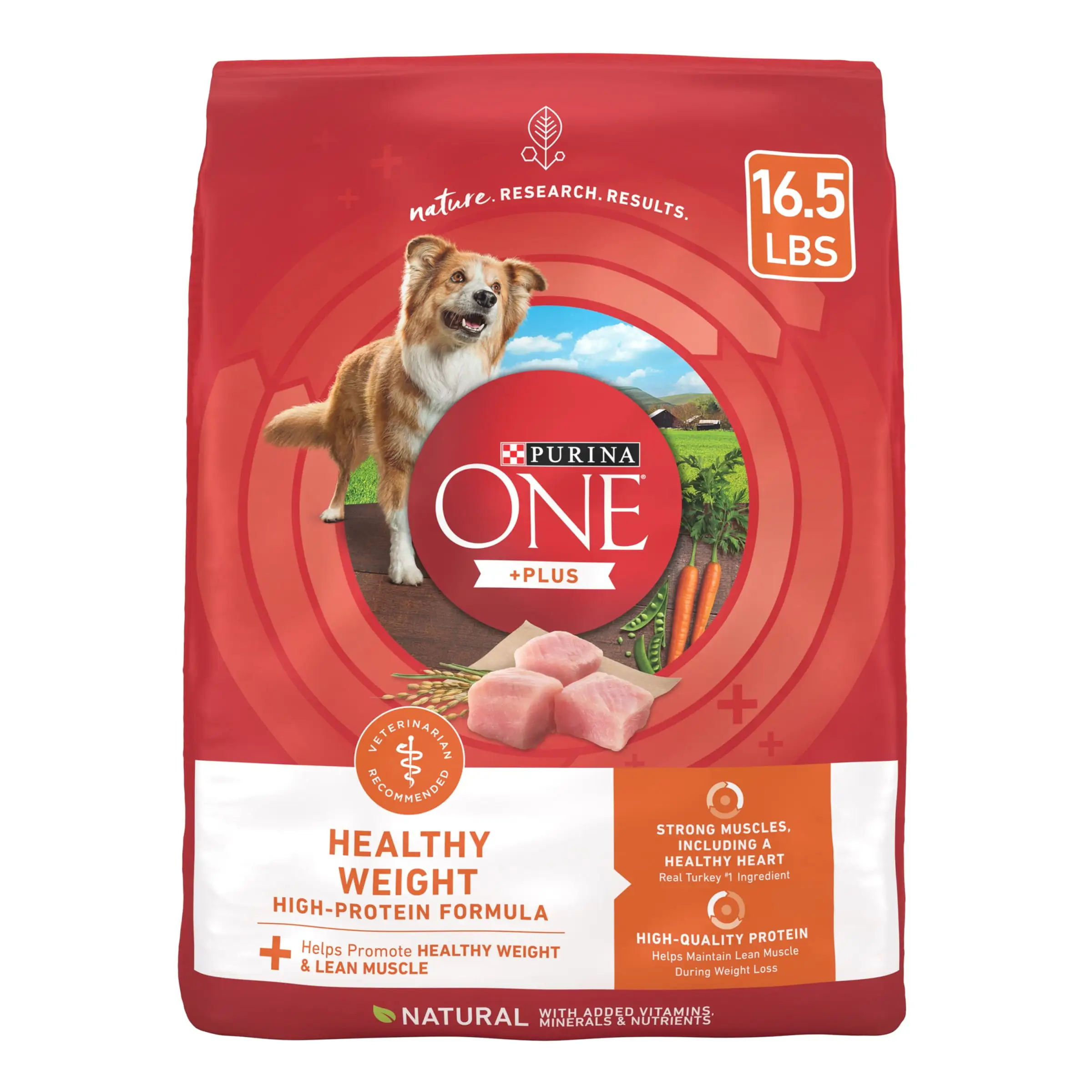 Purina One +Plus Dry Dog Food High Protein Healthy Weight. Real Turkey 16.5 lb Bag