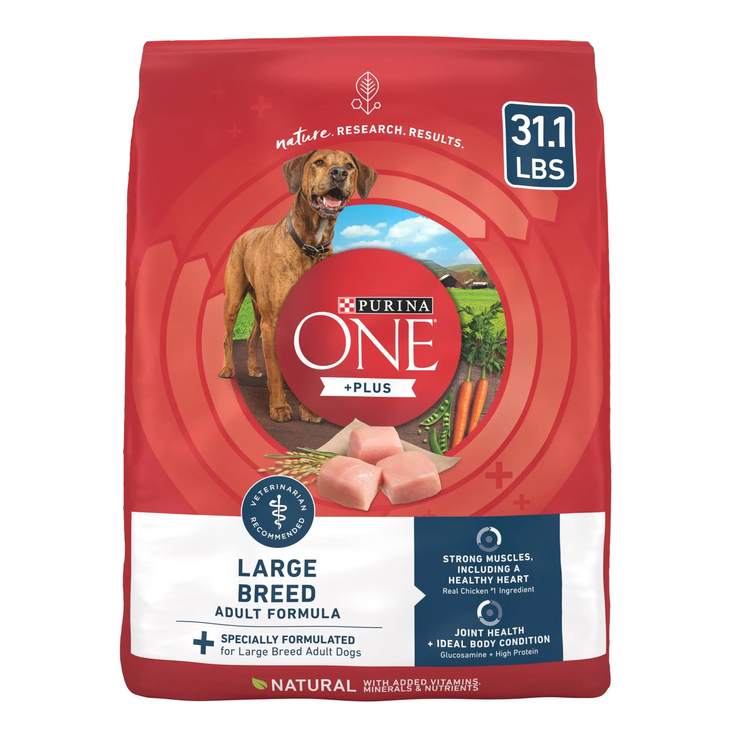 Purina One +Plus Dry Dog Food for Large Adult Dogs High Protein. Real Chicken. 31.1 lb Bag