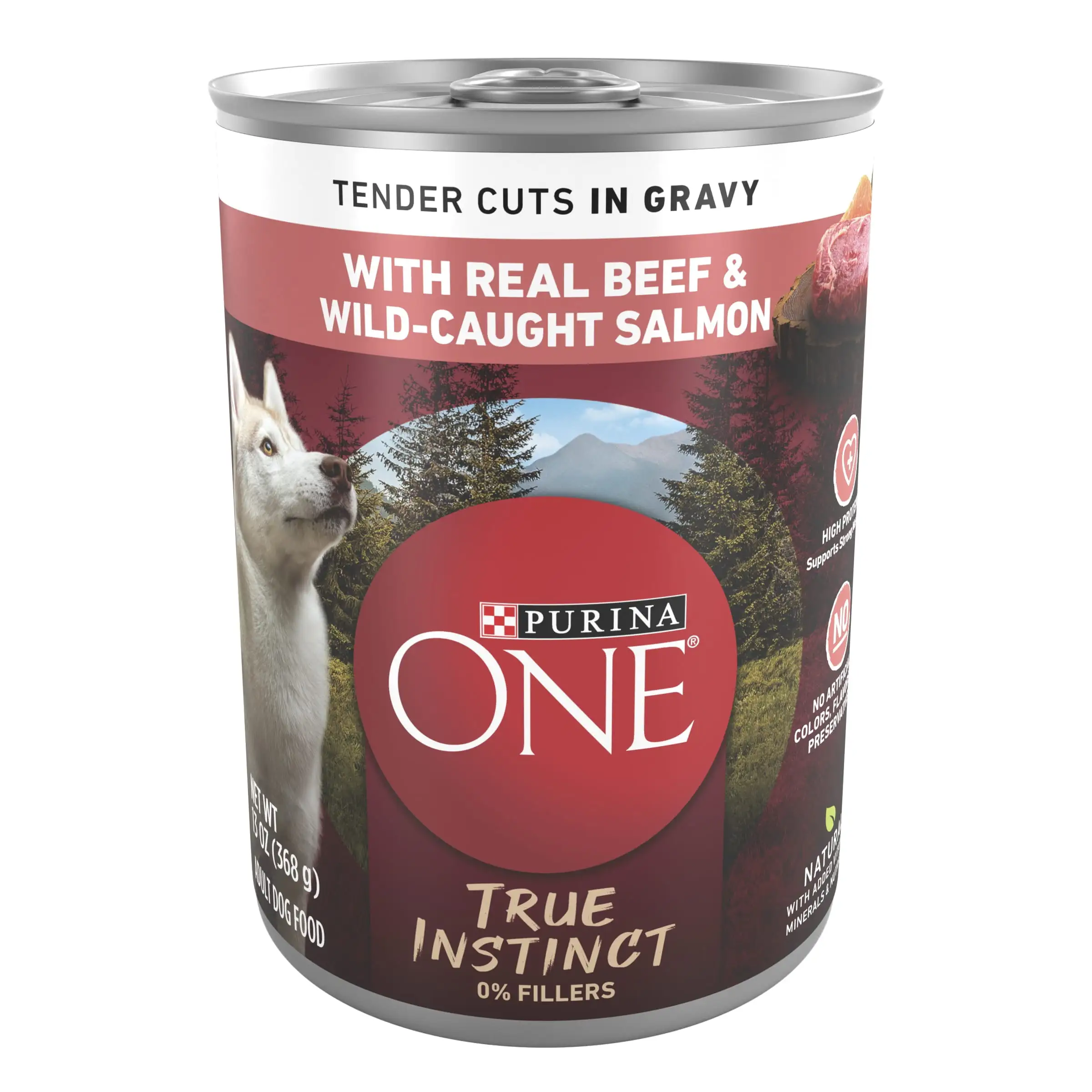 Purina One True Instinct Wet Dog Food High Protein Tender Cuts in Gravy. Real Beef & Salmon. 13 oz Cans (12 Pack)