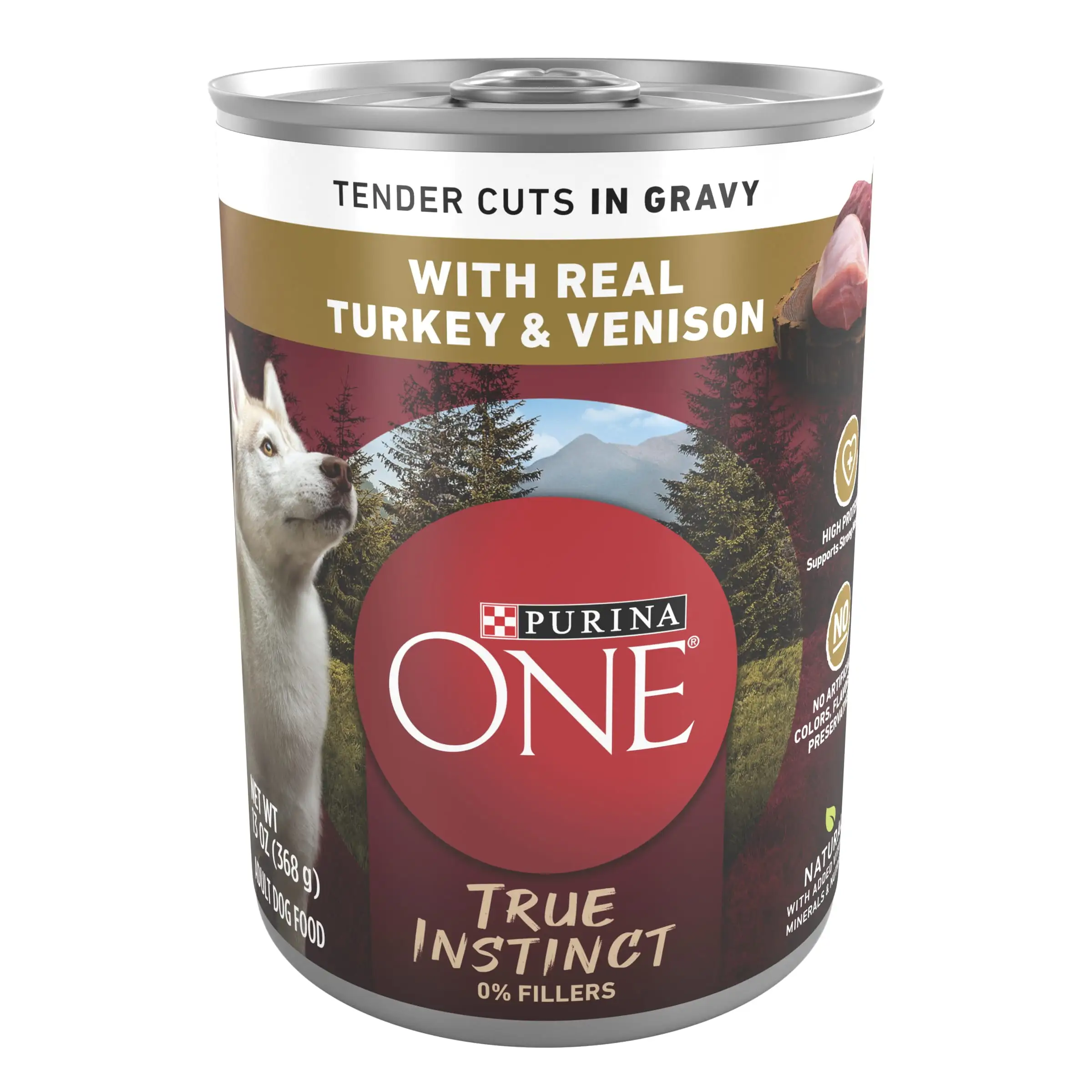 Purina One True Instinct Wet Dog Food High Protein Tender Cuts in Gravy. Real Turkey & Venison. 13 oz Can