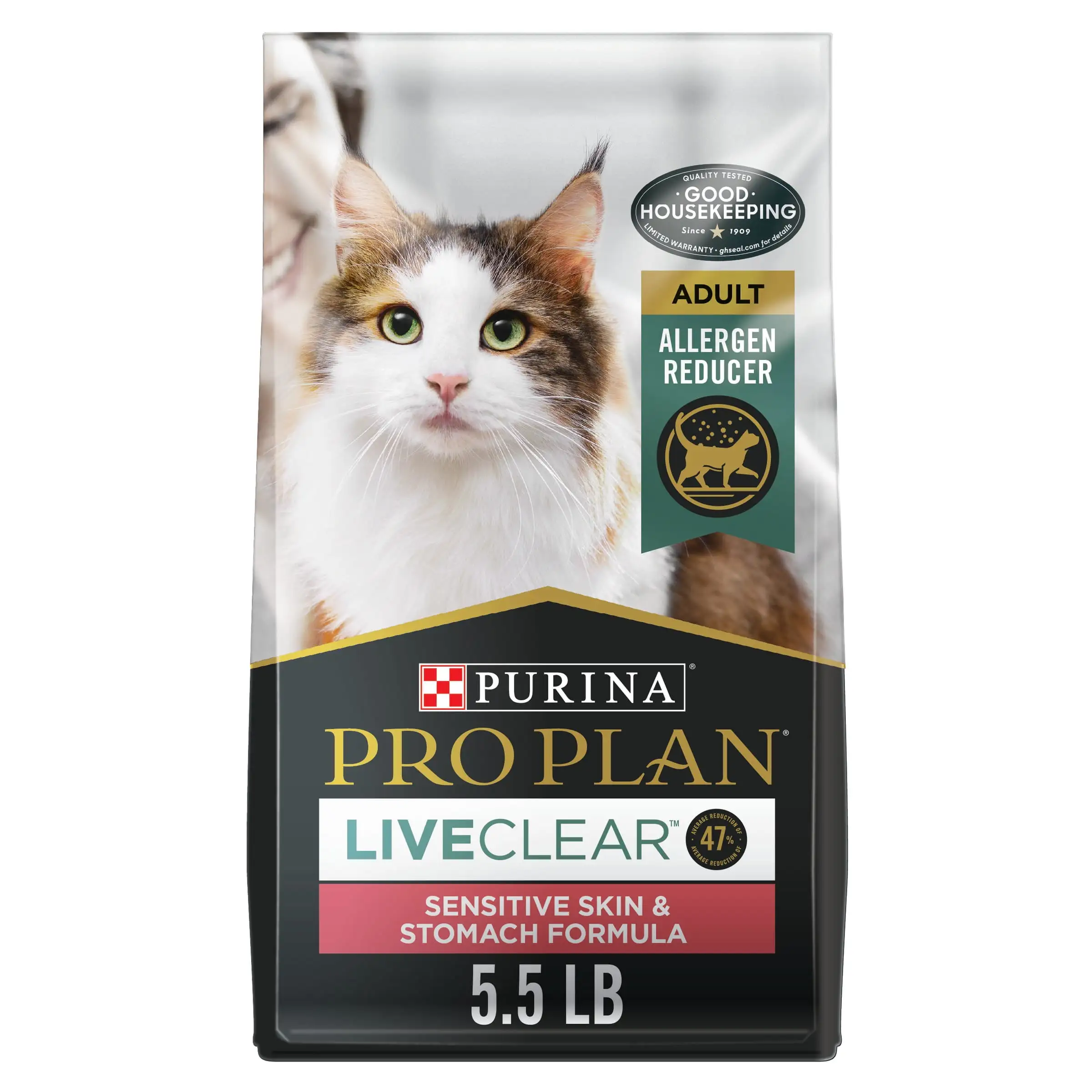 Purina Pro Plan Allergen Reducing. High Protein Cat Food. LIVECLEAR Turkey and Oatmeal Formula. 5.5 lb. Bag