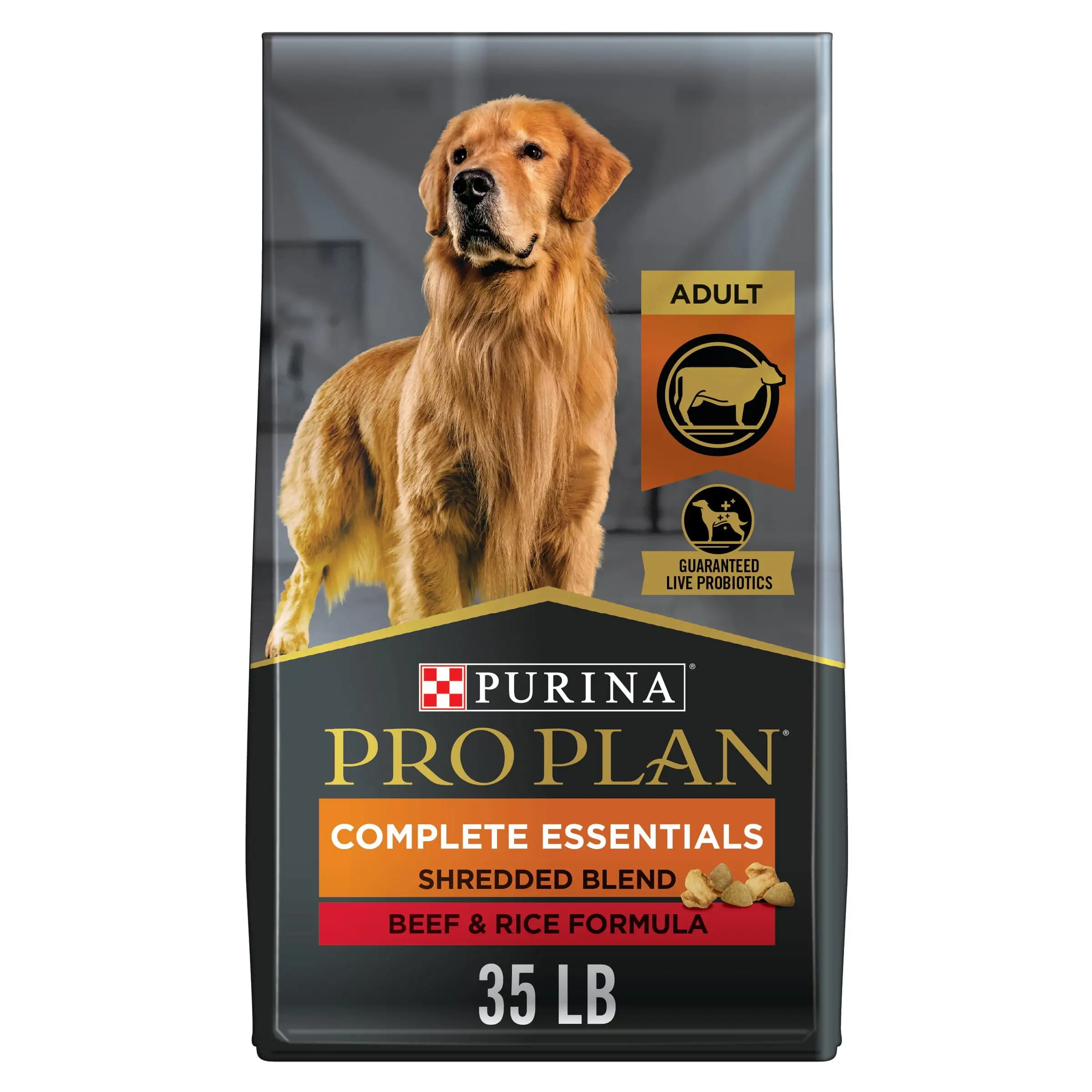 Purina Pro Plan Complete Essentials for Adult Dogs Beef Rice. 35 lb Bag