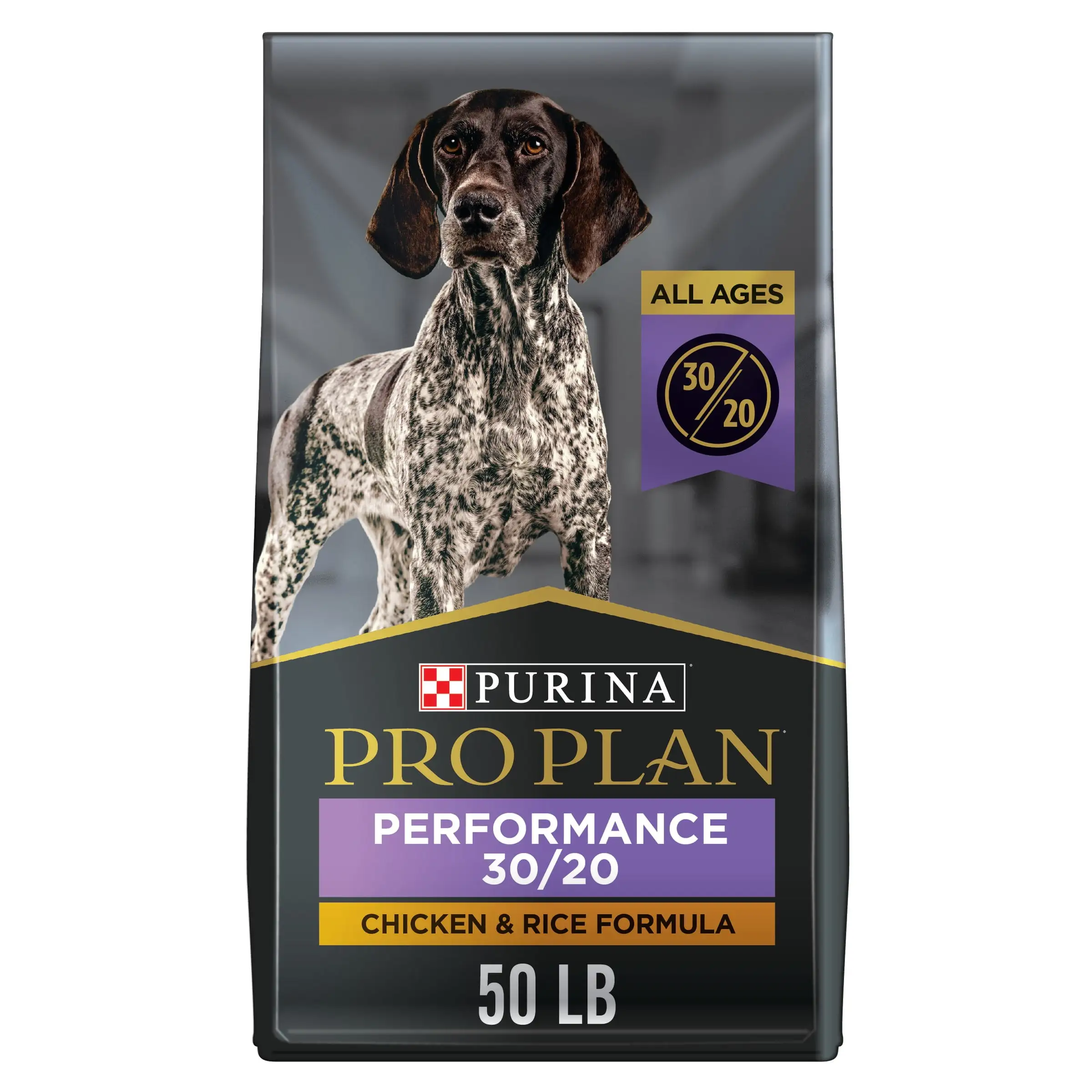 Purina Pro Plan Dry Dog Food Performance 30/20 High Protein. Real Chicken & Rice. 50 lb Bag