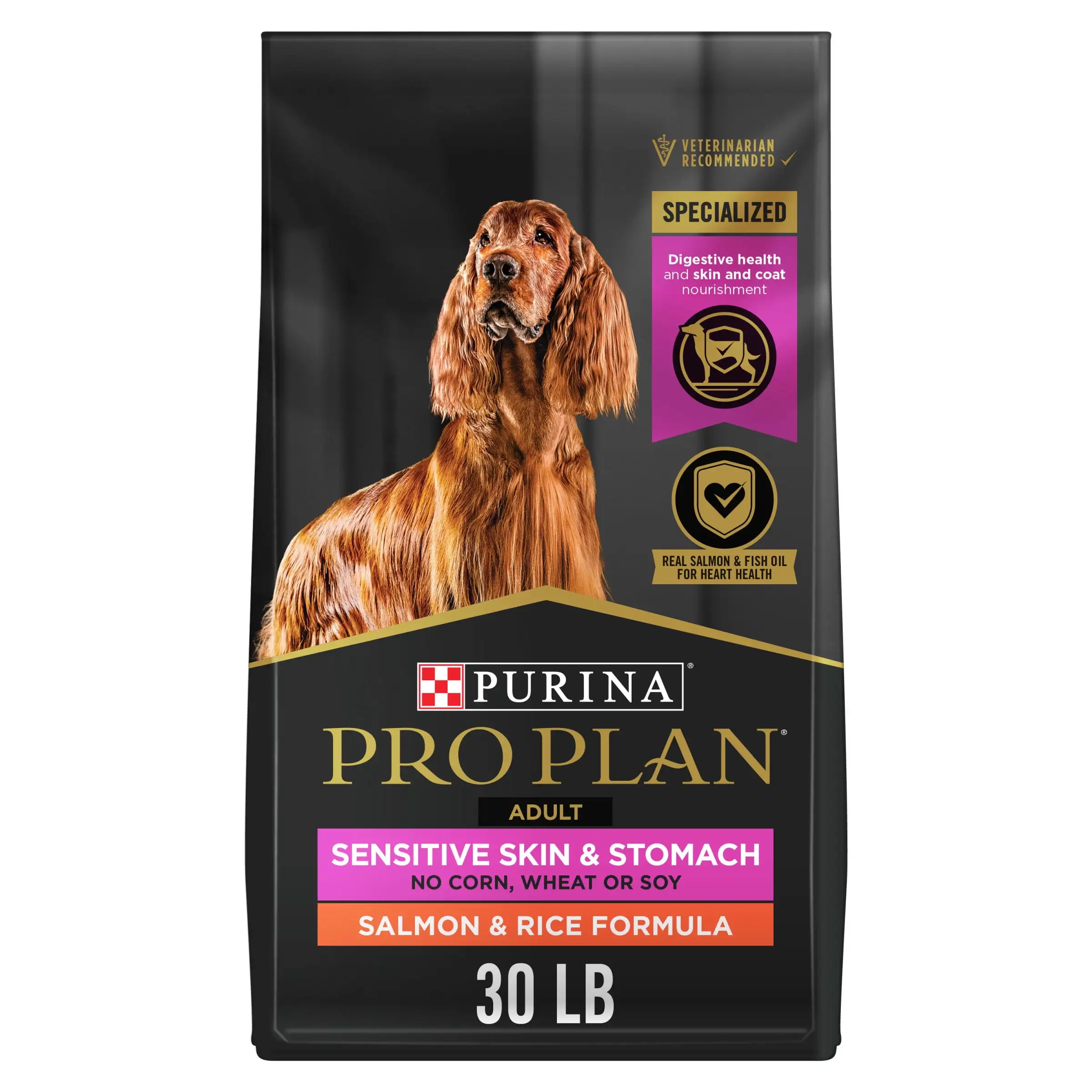 Purina Pro Plan Dry Dog Food for Adult Dogs. High Protein. Sensitive Stomach. Salmon & Rice. 30 lb Bag