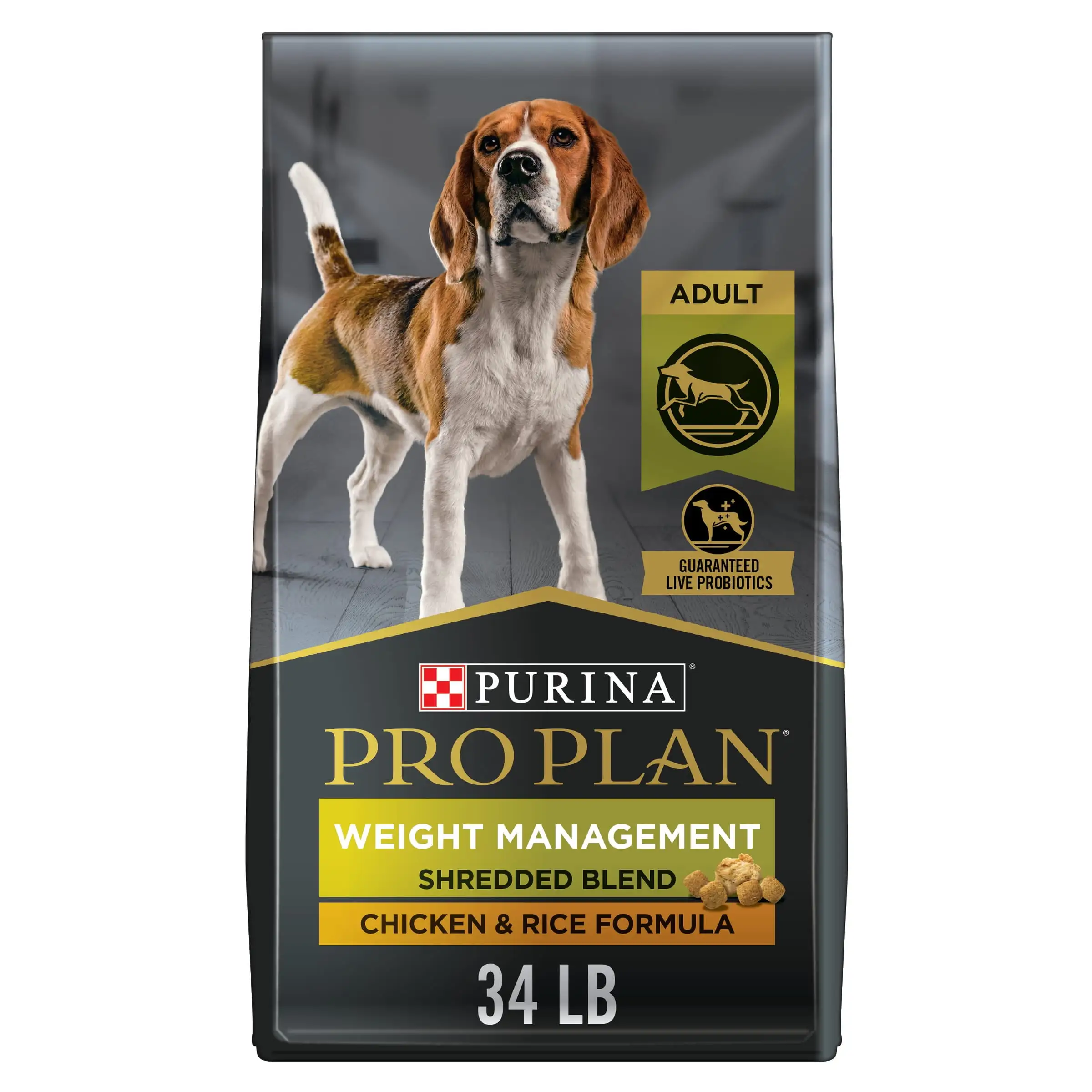 Purina Pro Plan Dry Dog Food for Adult Dogs High Protein Weight Management. Chicken & Rice. 34 lb Bag