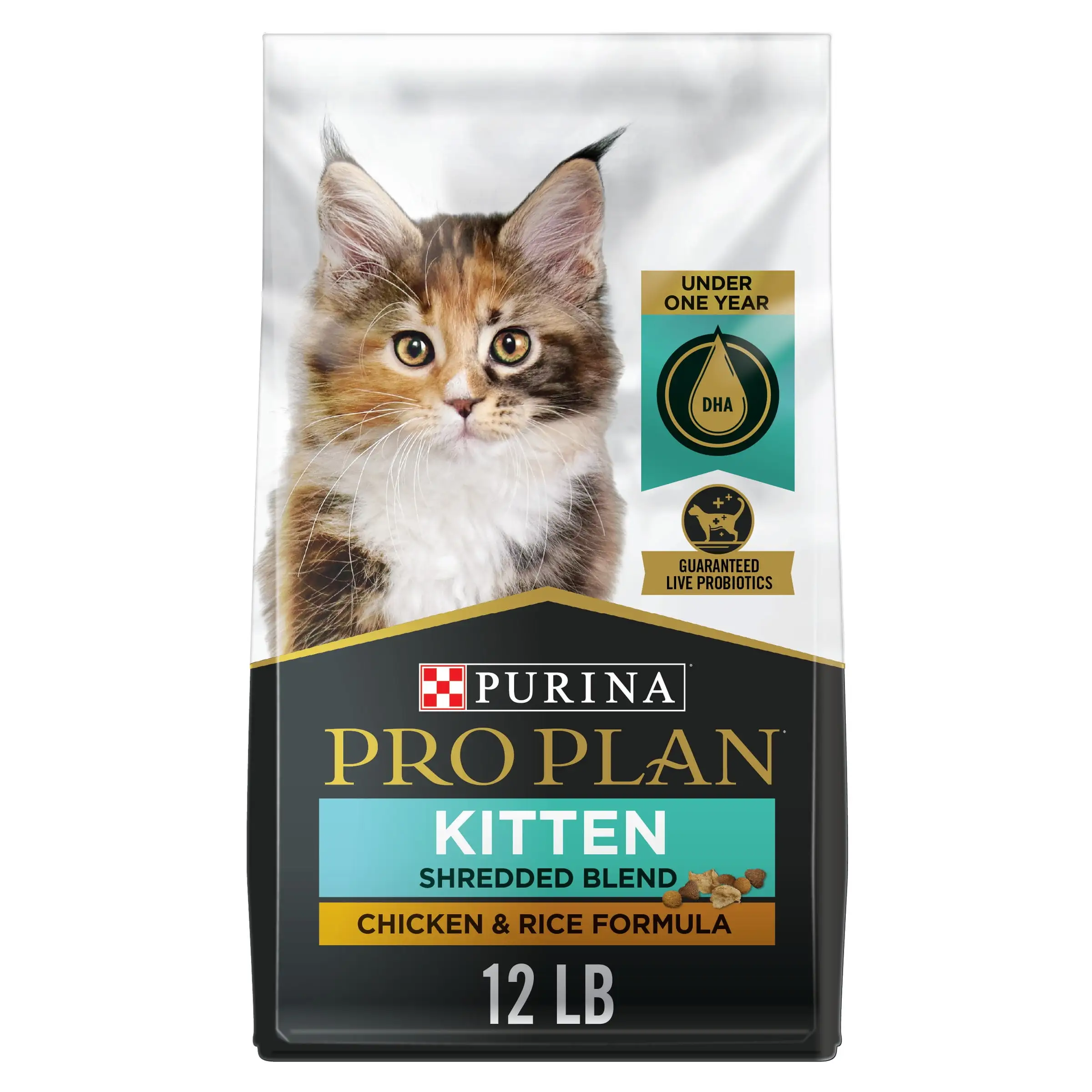 Purina Pro Plan Dry Kitten Food for Kittens Chicken Rice Dry Cat Food. 12 lb Bag