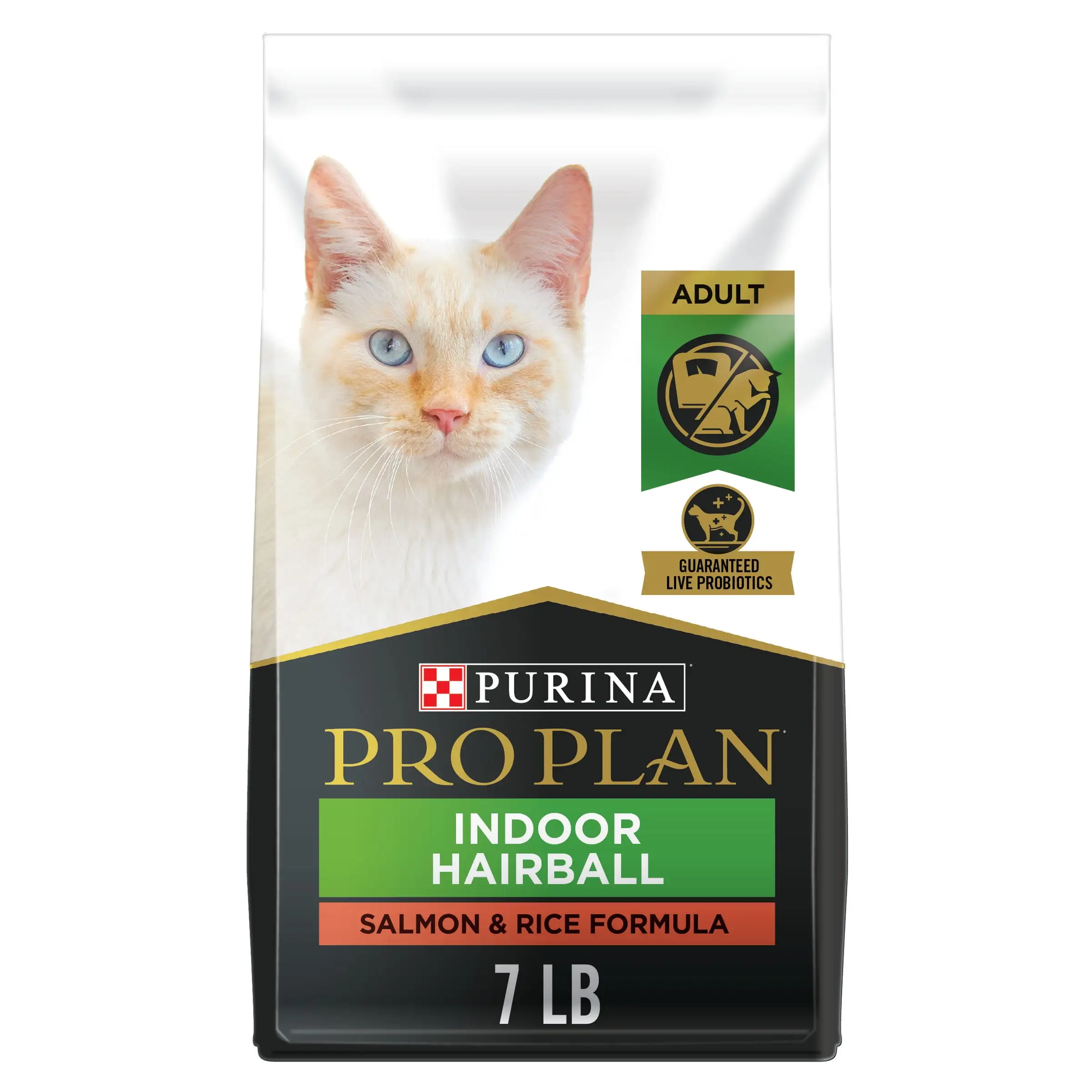 Purina Pro Plan Hairball Management. Indoor Cat Food. Salmon and Rice Formula. 7 lb. Bag