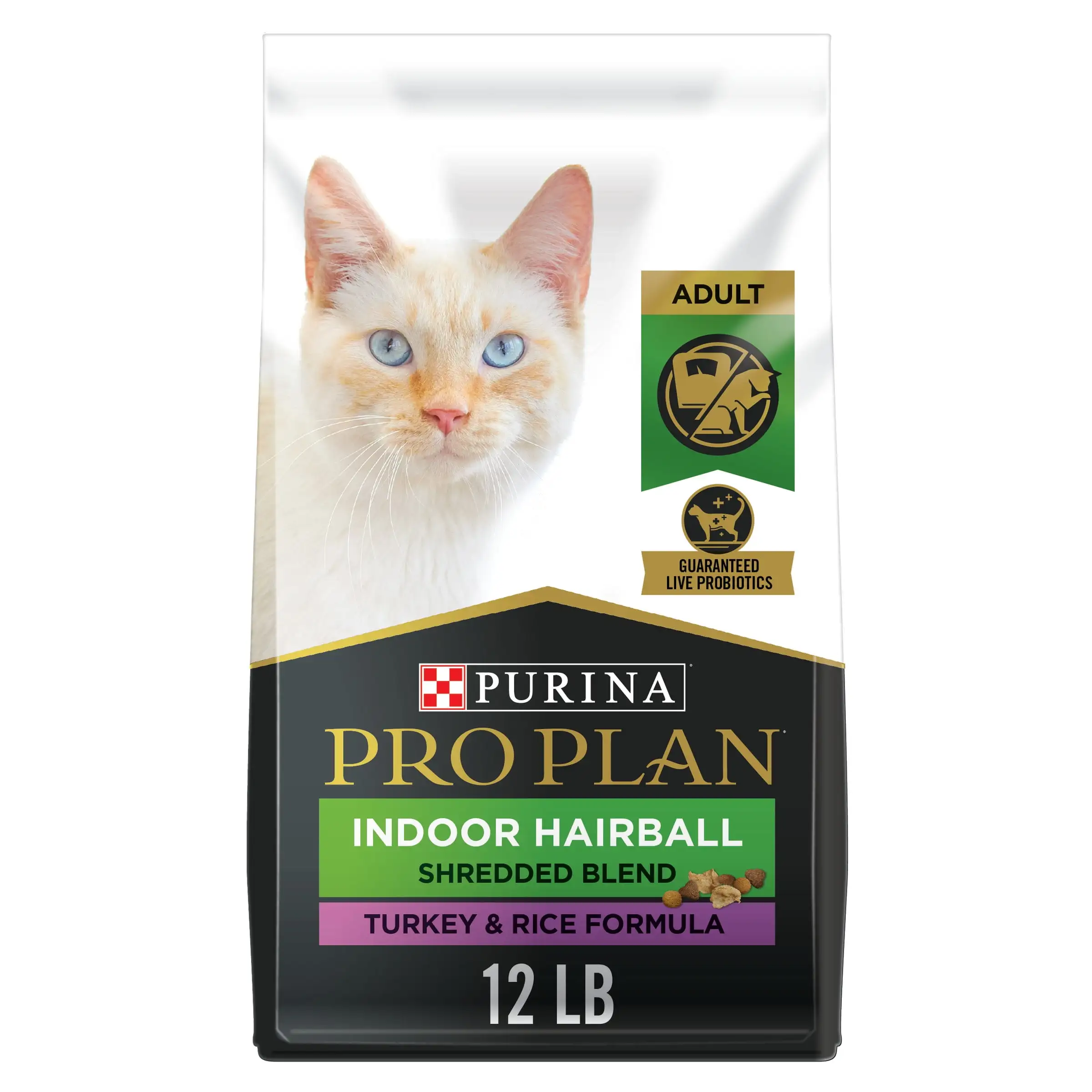 Purina Pro Plan Indoor Hairball Turkey Rice Dry Cat Food. 12 lb Bag