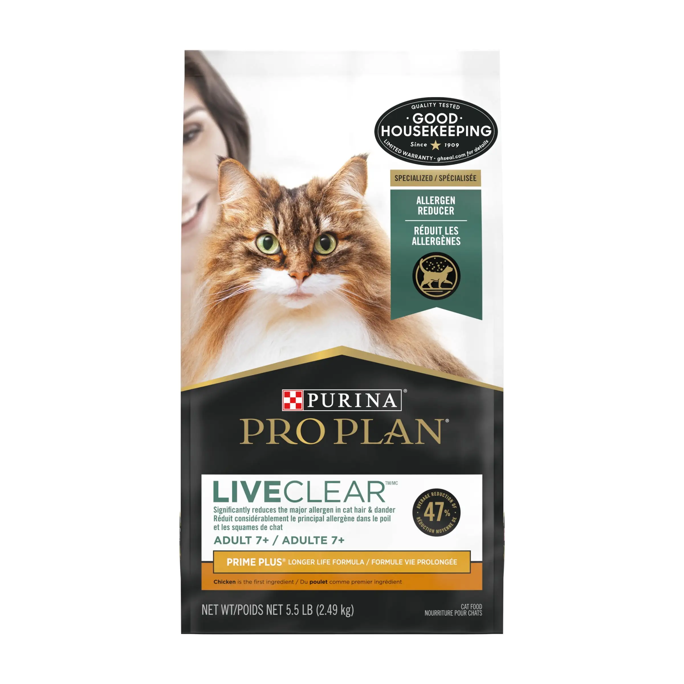 Purina Pro Plan LiveClear Prime Plus Formula Chicken Dry Cat Food. 5.5 lb Bag